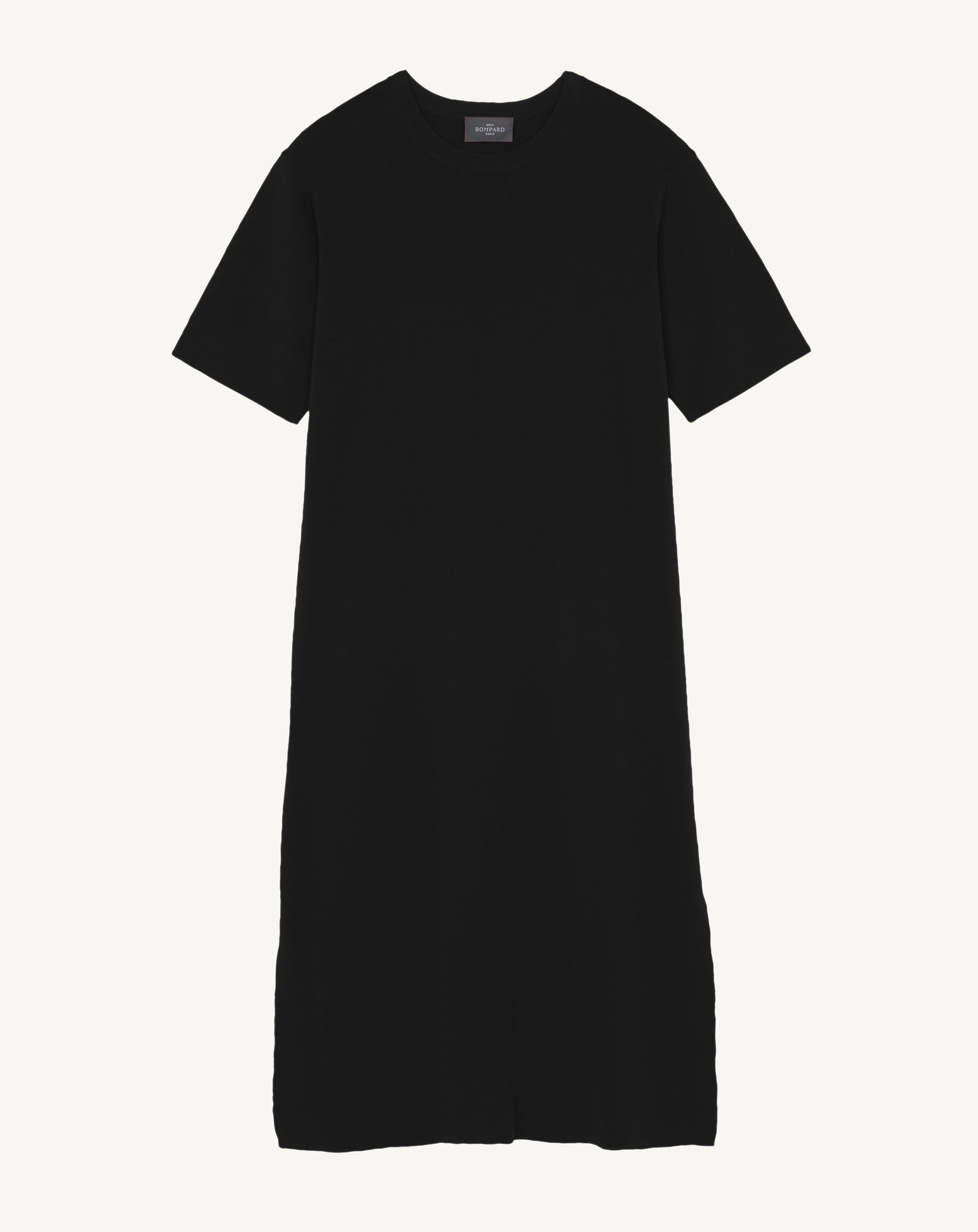 Robe T-shirt maille unie-NOIR-100% coton