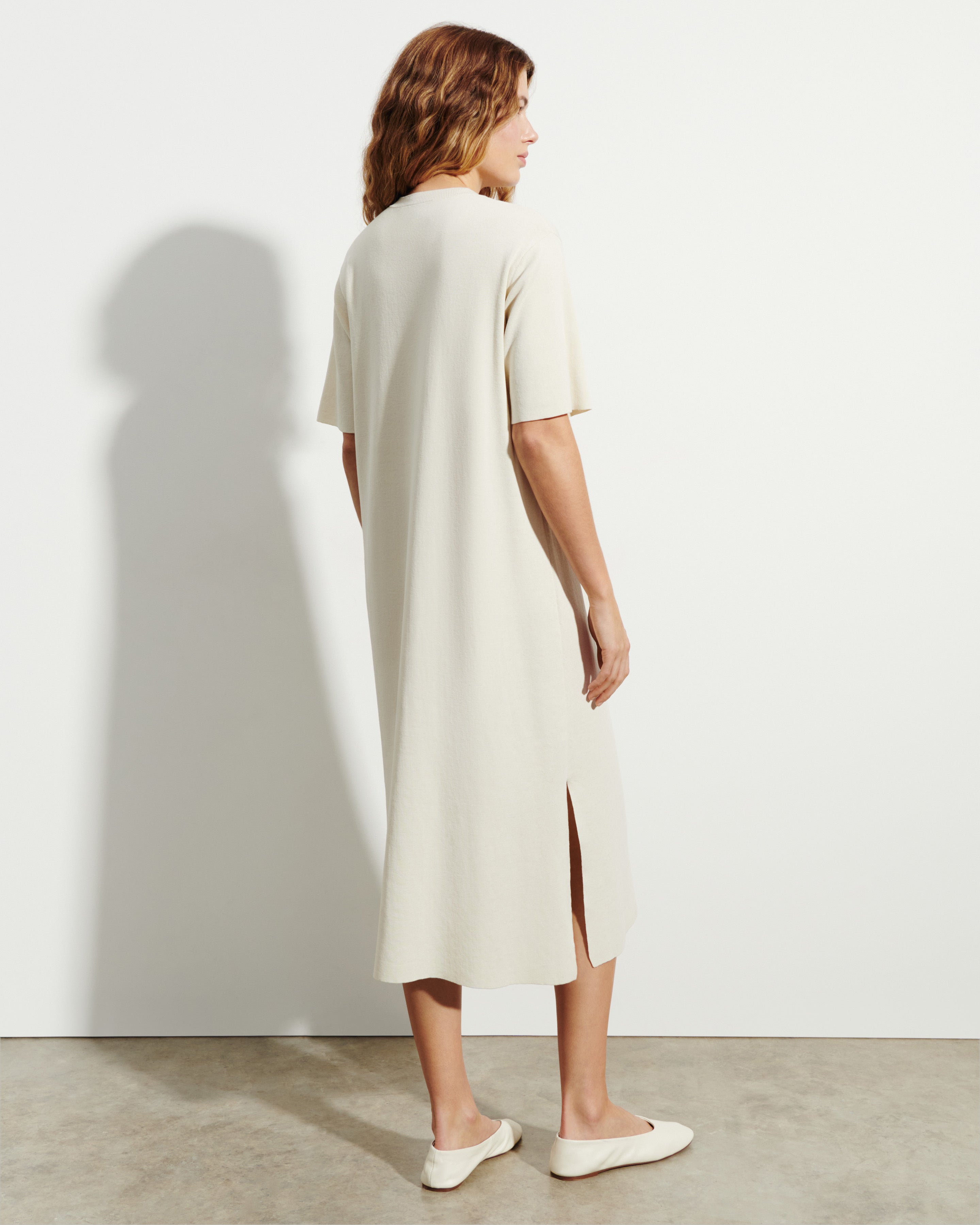 Robe T-shirt maille unie-IVOIRE-100% coton