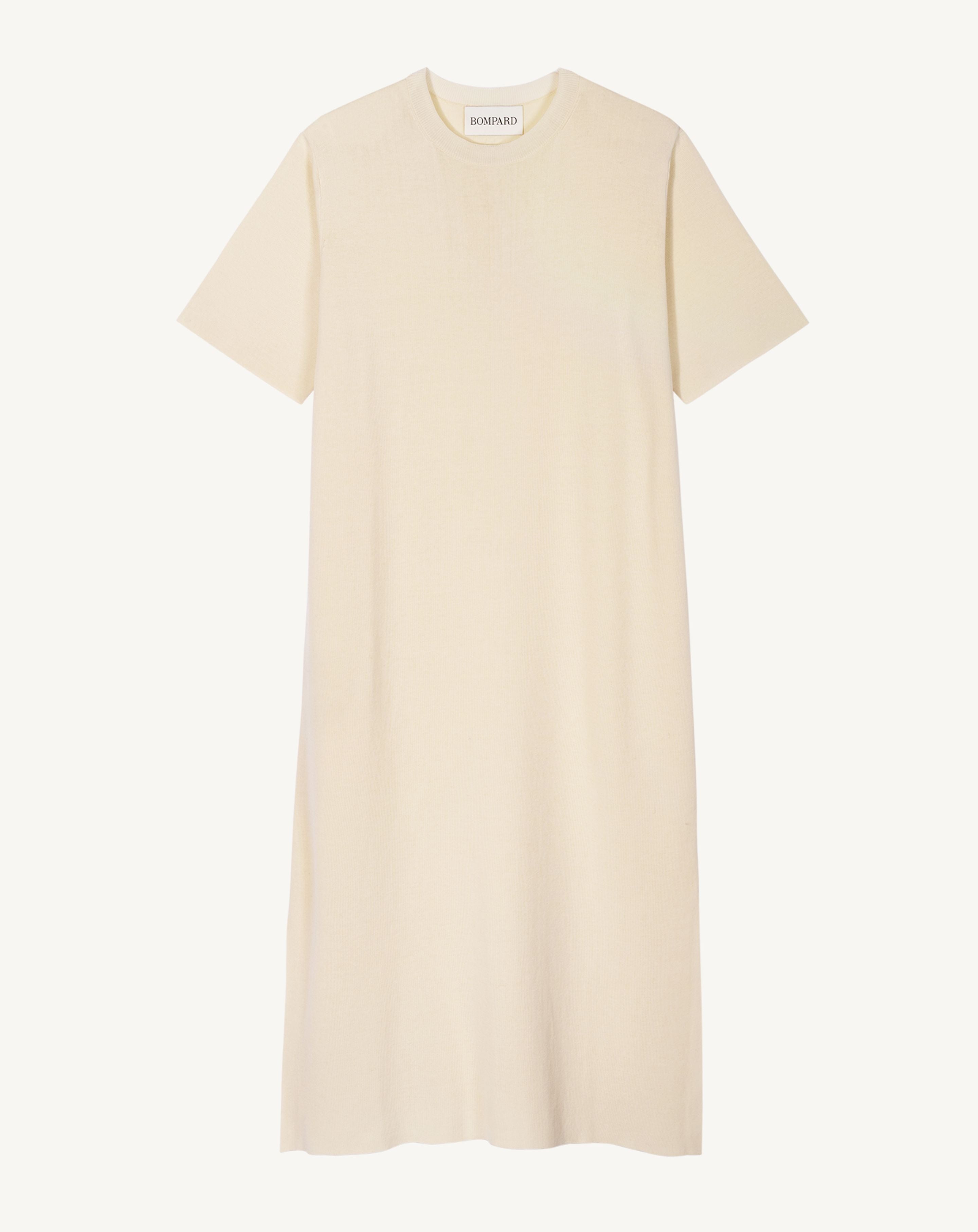 Robe T-shirt maille unie-IVOIRE-100% coton