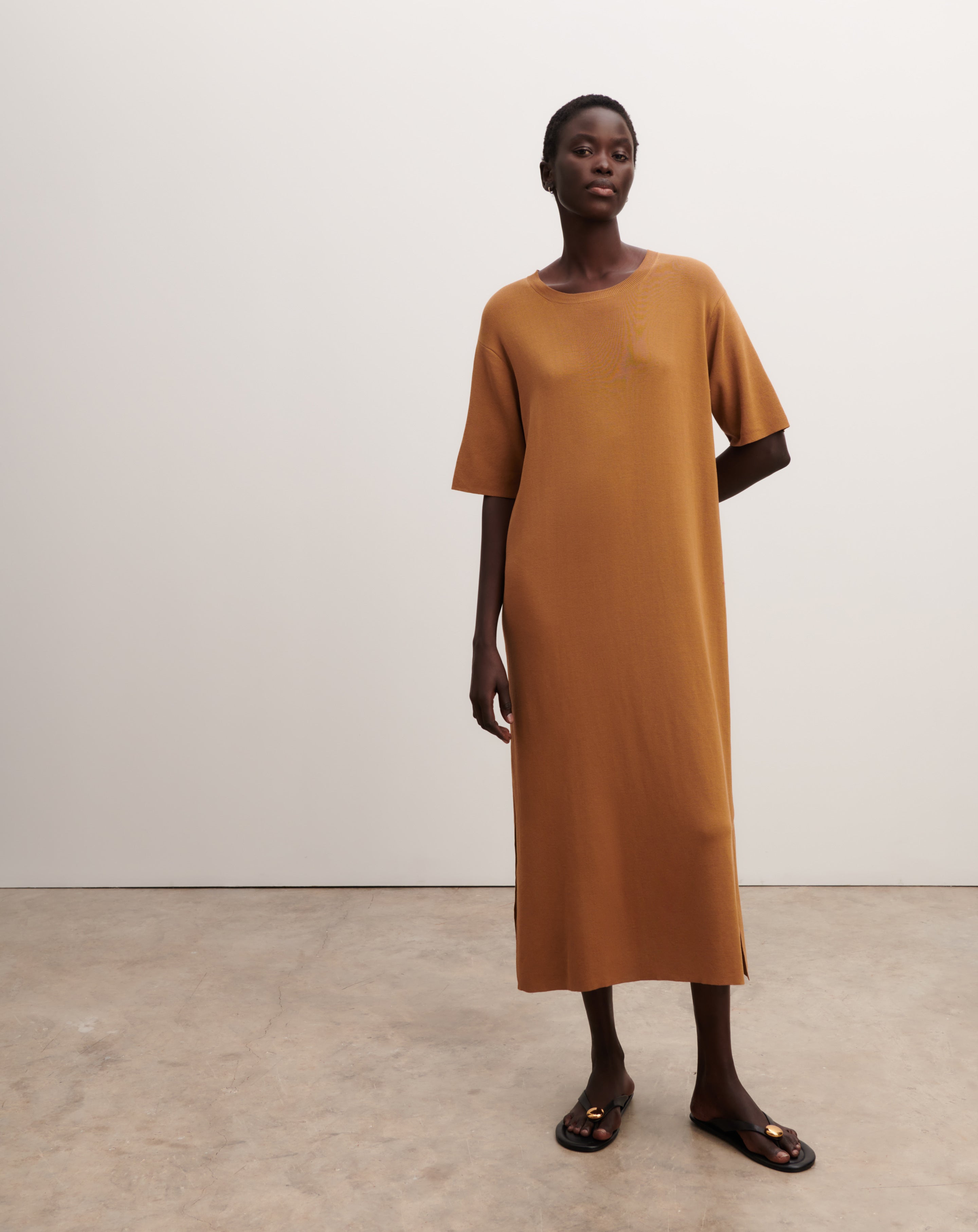 Robe T-shirt maille unie-MACCHIATO-100% coton