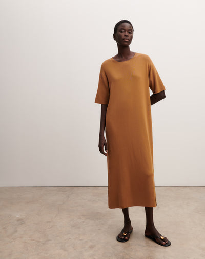 Robe T-shirt maille unie-MACCHIATO-100% coton