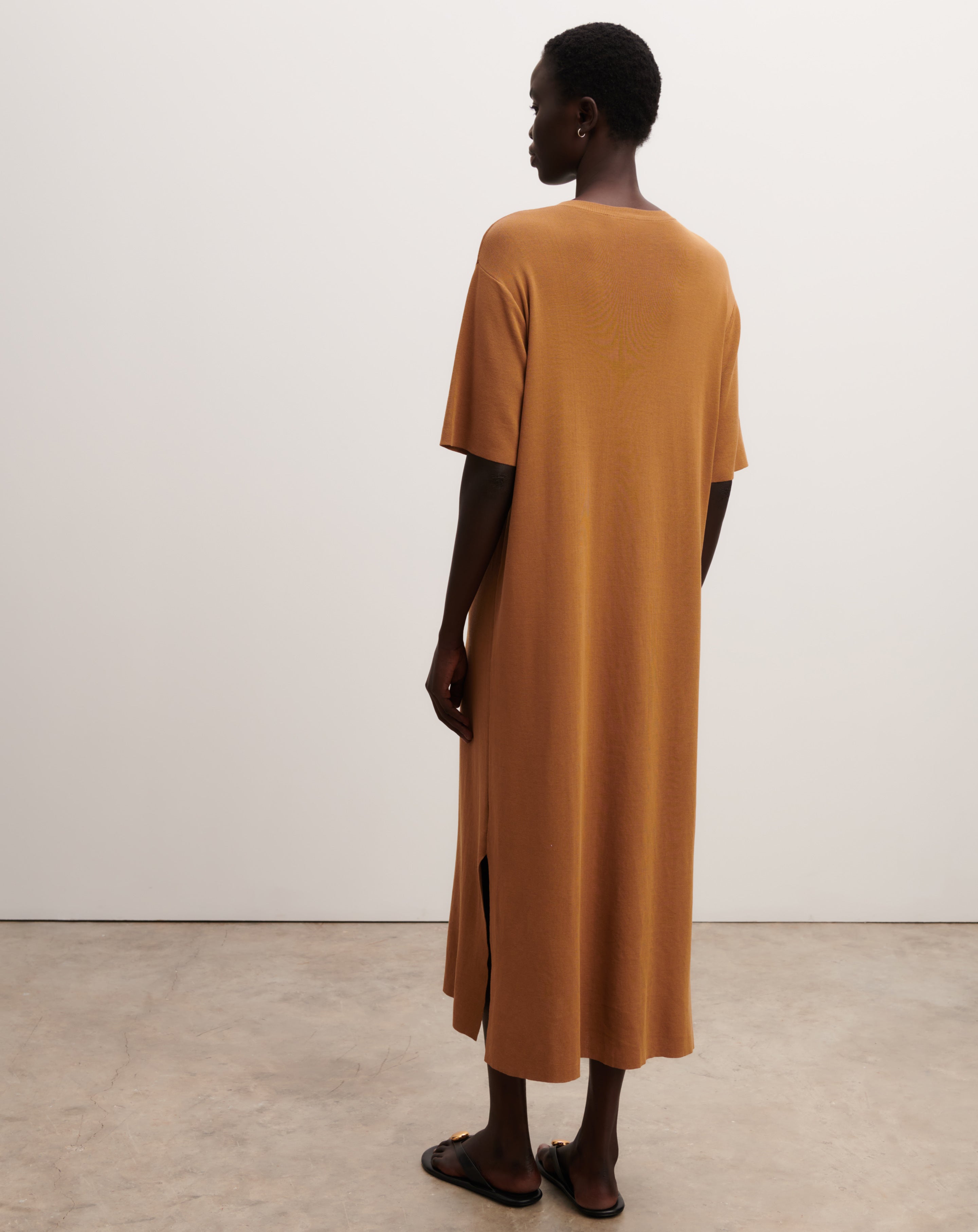 Robe T-shirt maille unie-MACCHIATO-100% coton