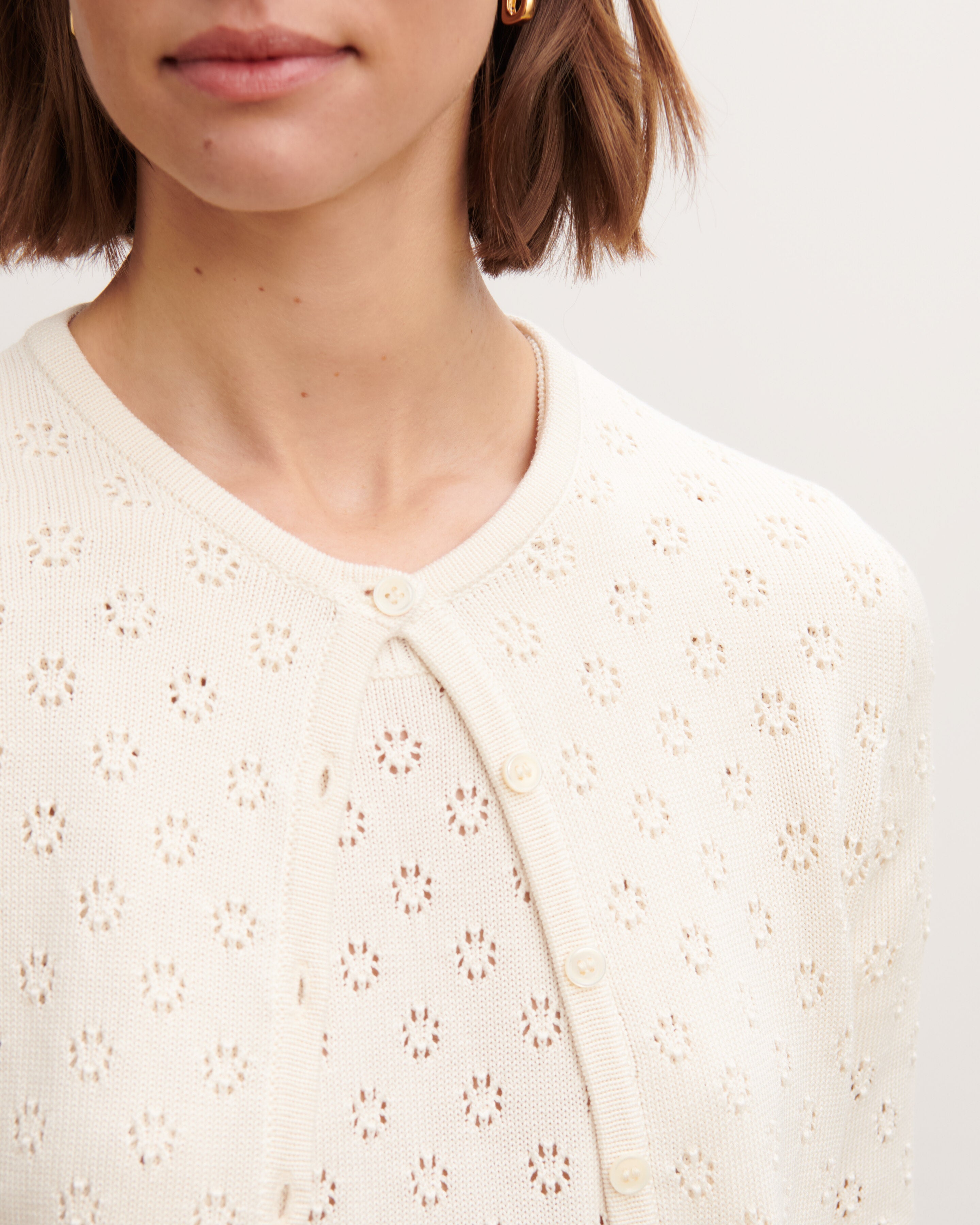 Cardigan en pointelle-NATUREL-55% soie 45% coton
