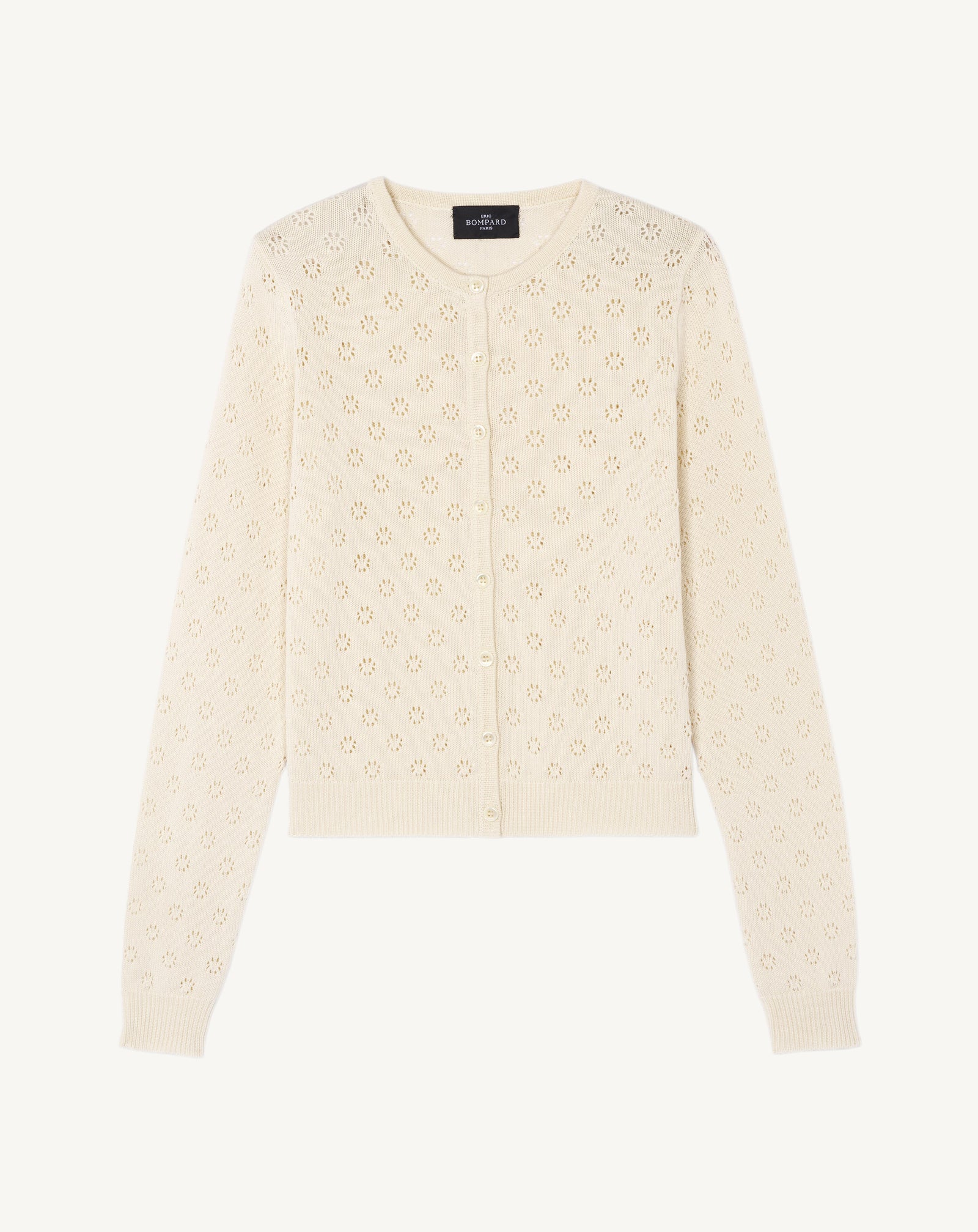 Cardigan en pointelle-NATUREL-55% soie 45% coton