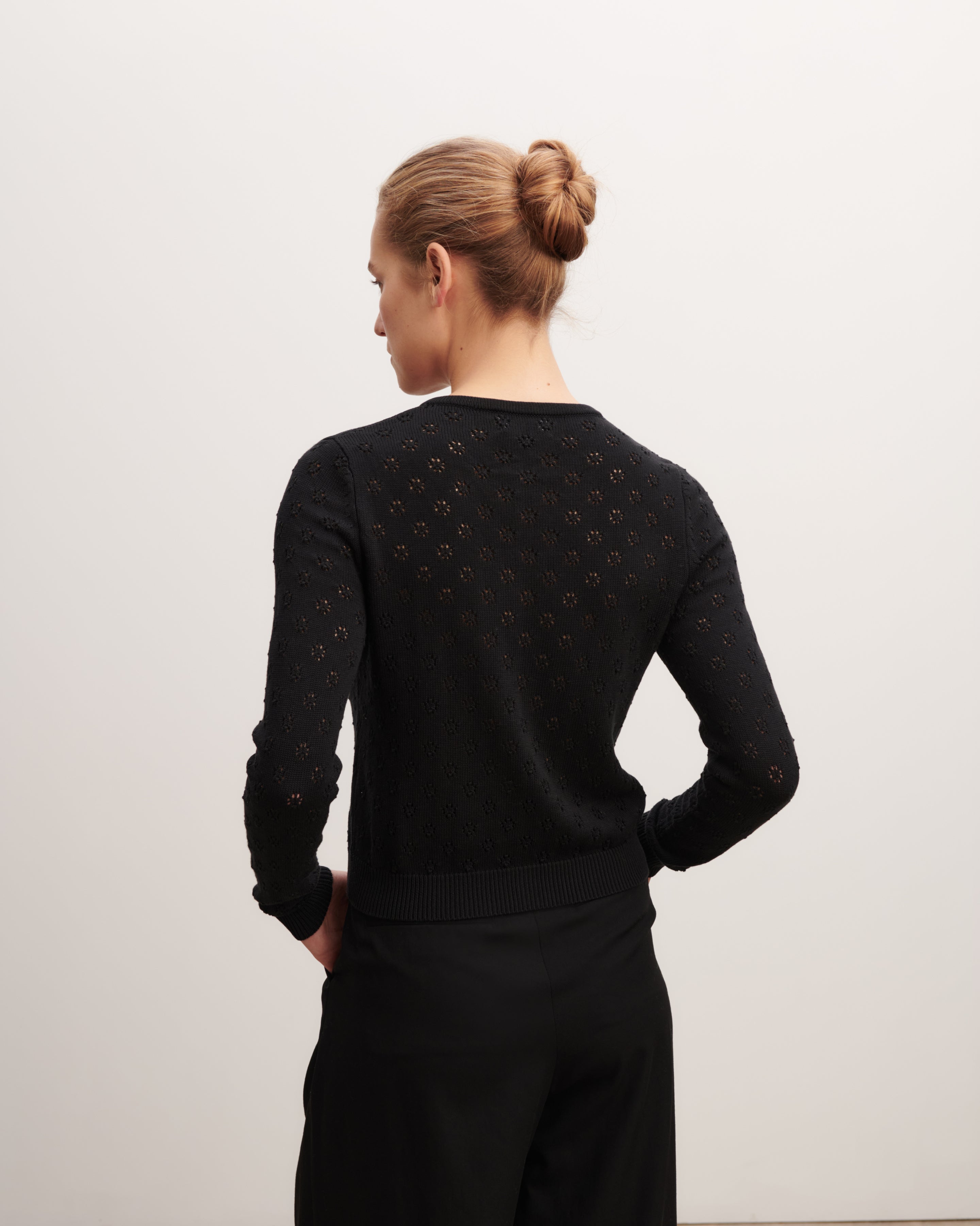Cardigan en pointelle-NOIR-55% soie 45% coton