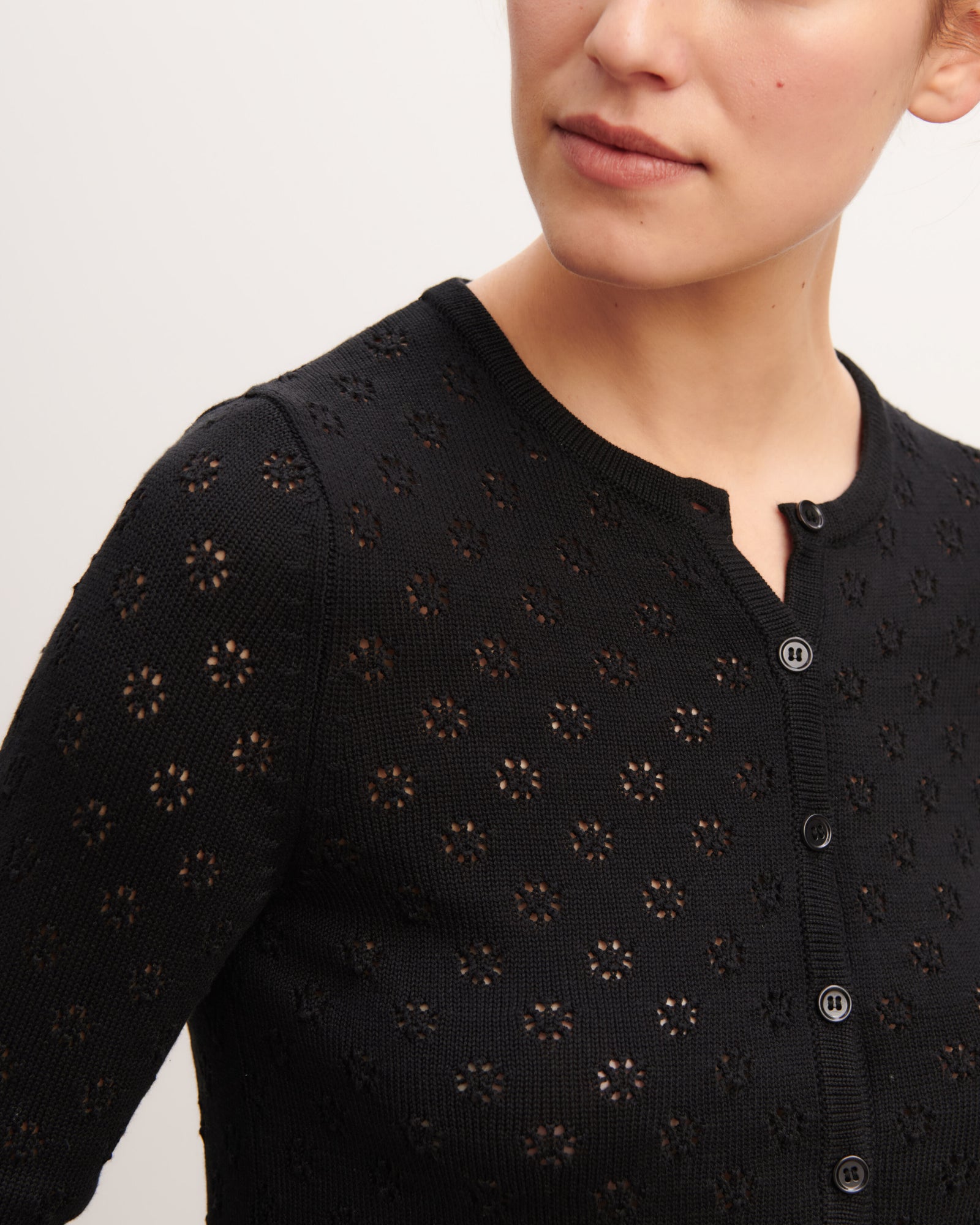 Cardigan en pointelle-NOIR-55% soie 45% coton