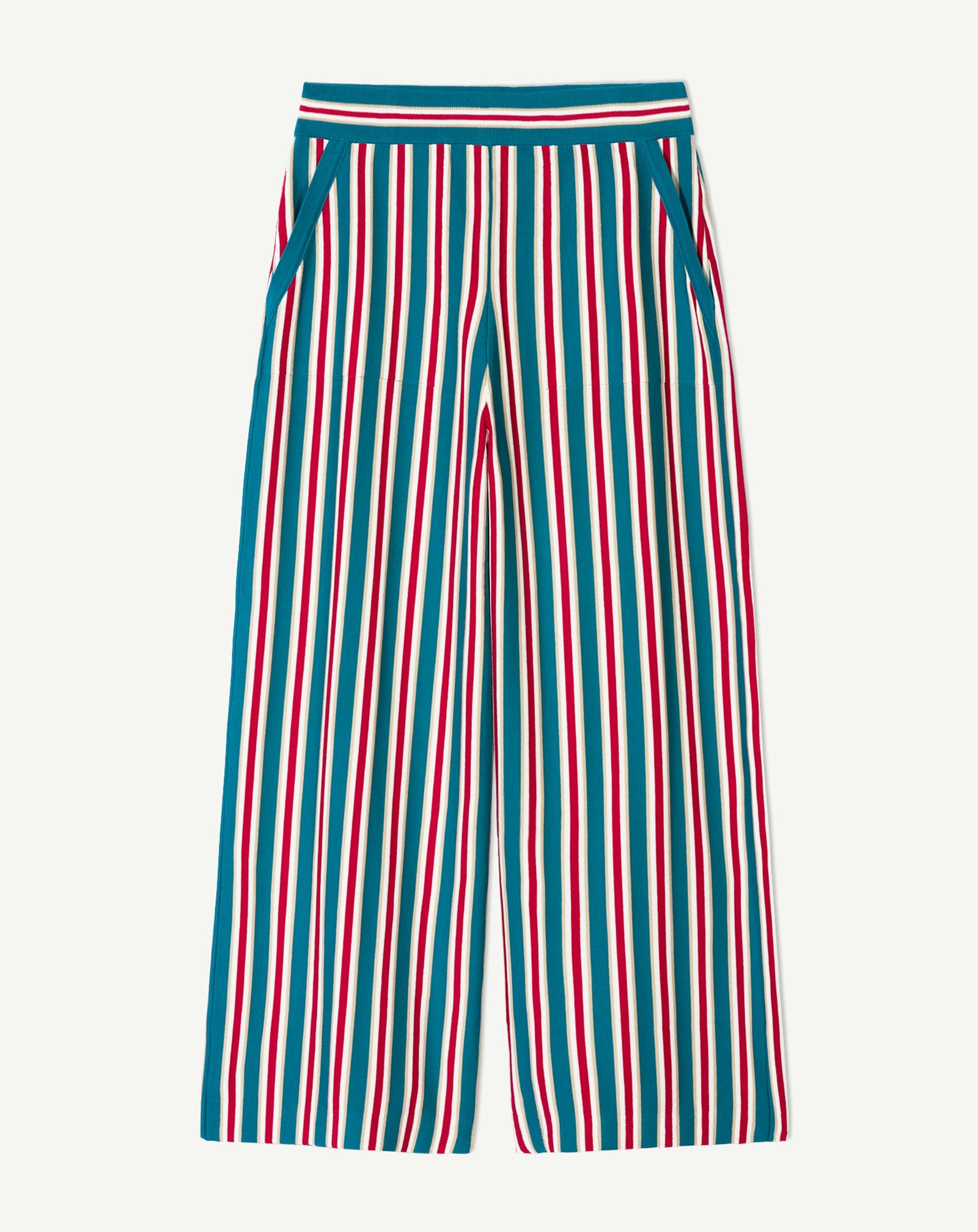Pantalon à rayures-ROSE DIVA/BLEU PAGODE-100% coton