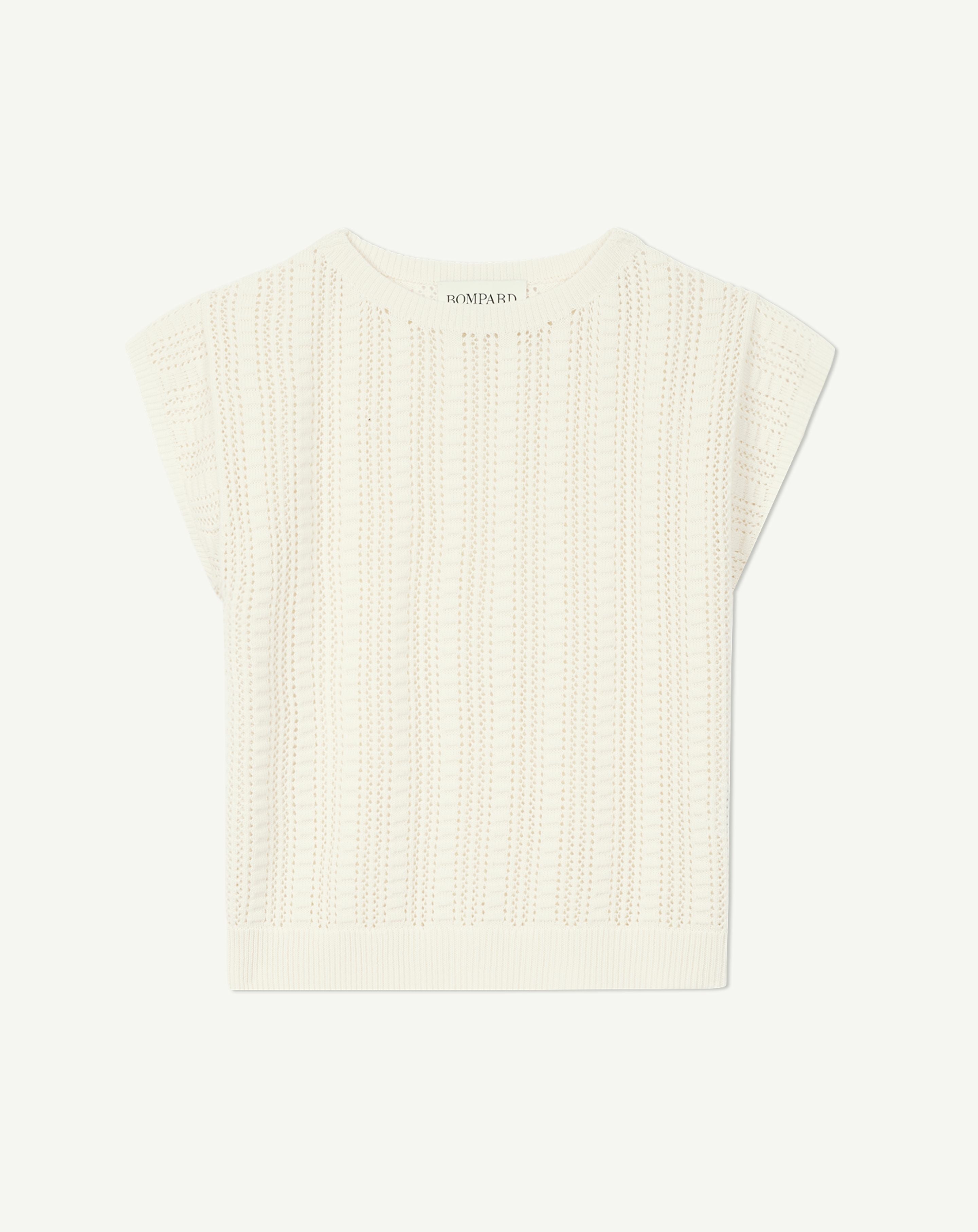 Top col bateau pointelle-PANNA-90% coton bio 10% soie