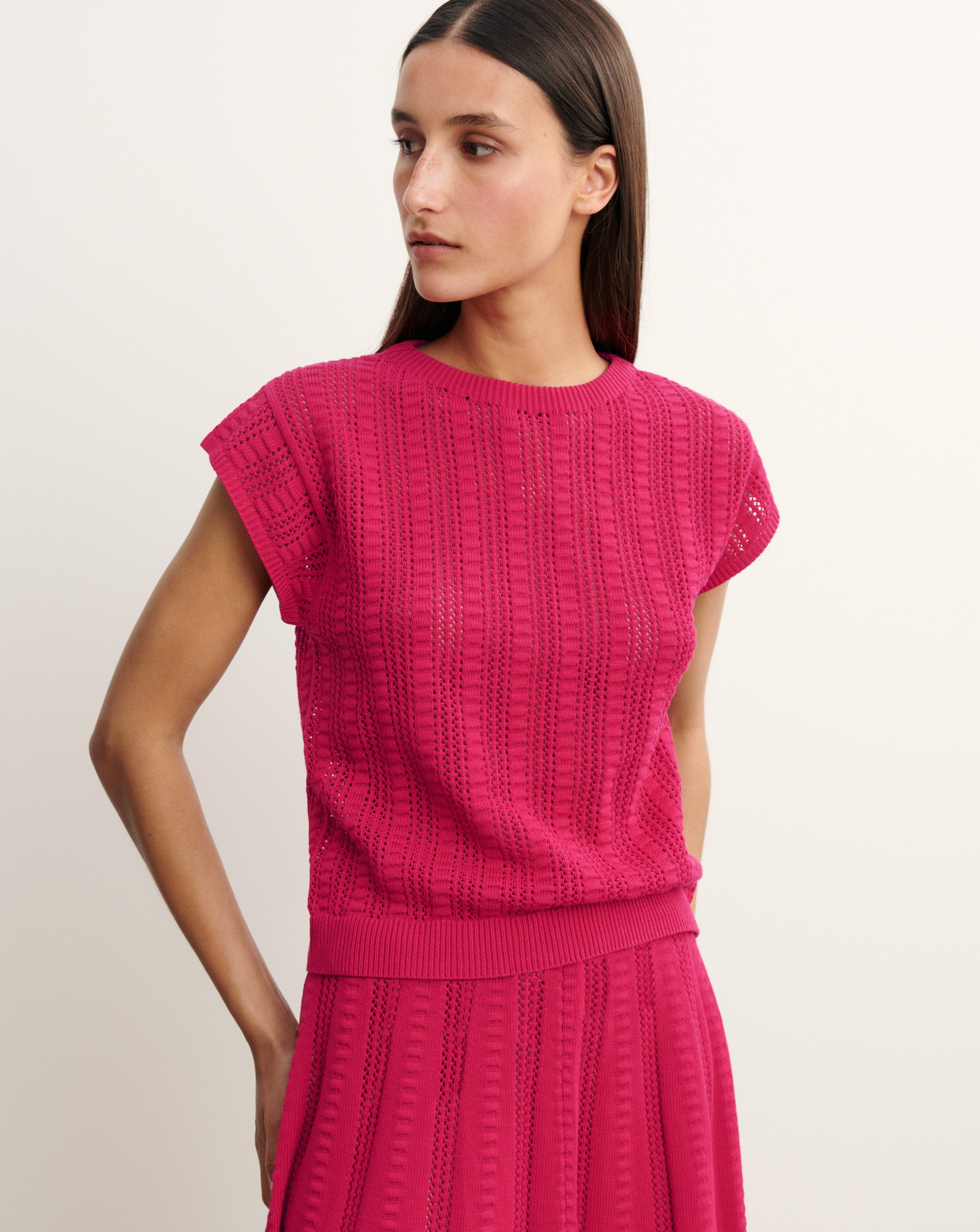 Top col bateau pointelle