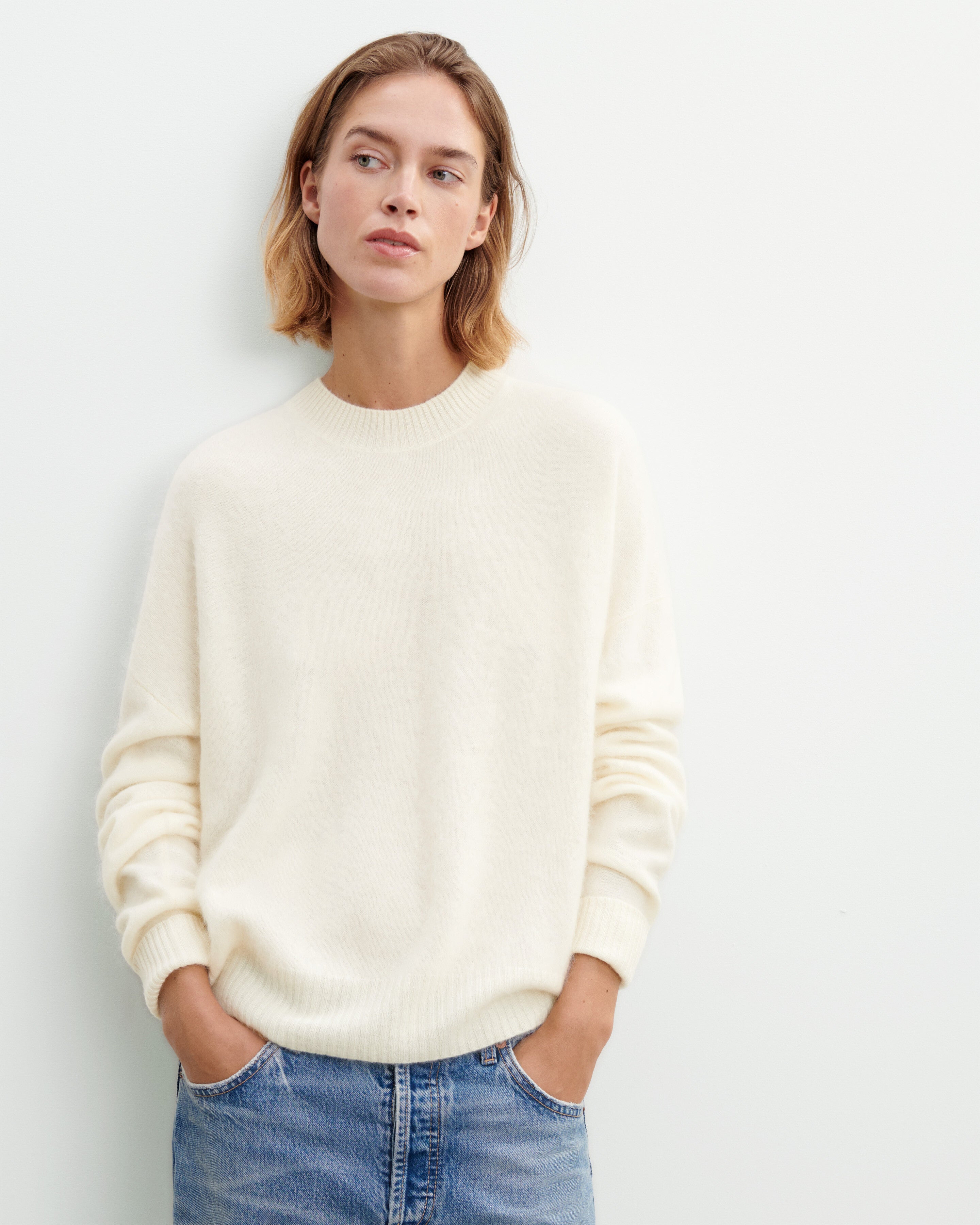 Col rond cachemire brossé-NATUREL-100% cachemire