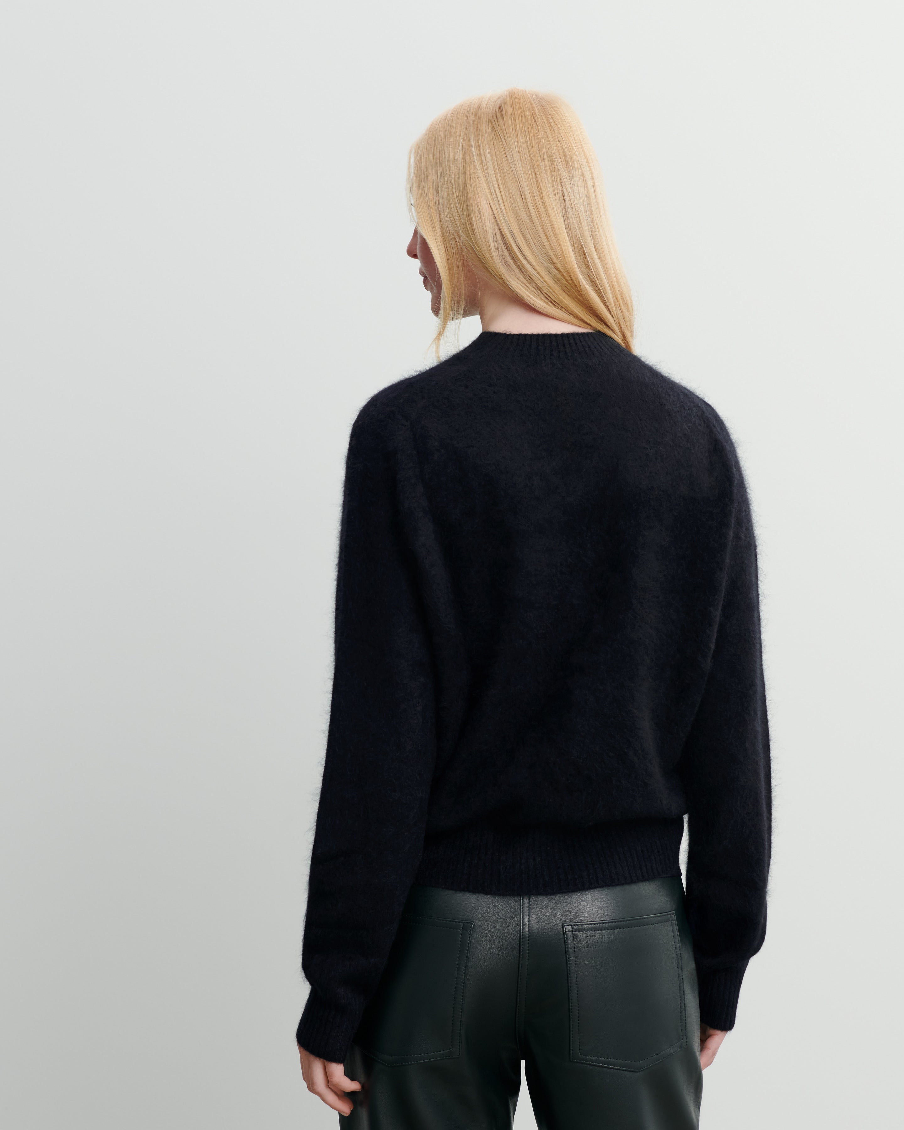 Col rond cachemire brossé-NOIR-100% cachemire