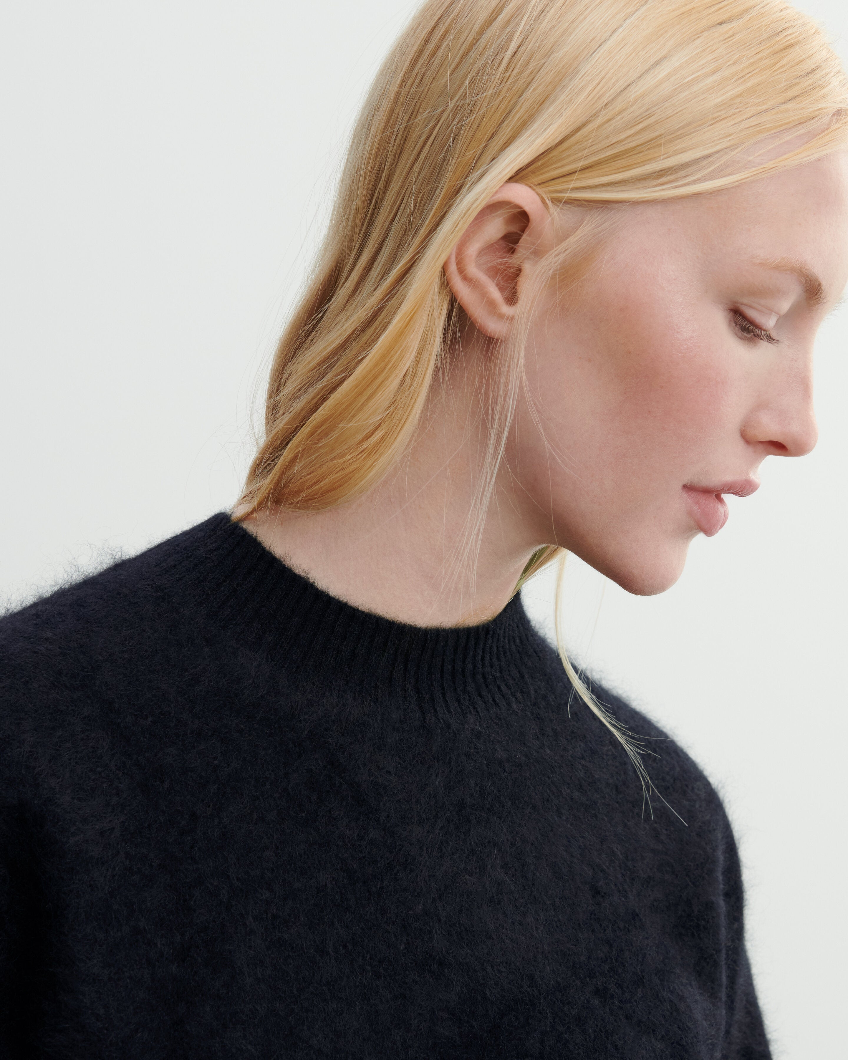 Col rond cachemire brossé-NOIR-100% cachemire