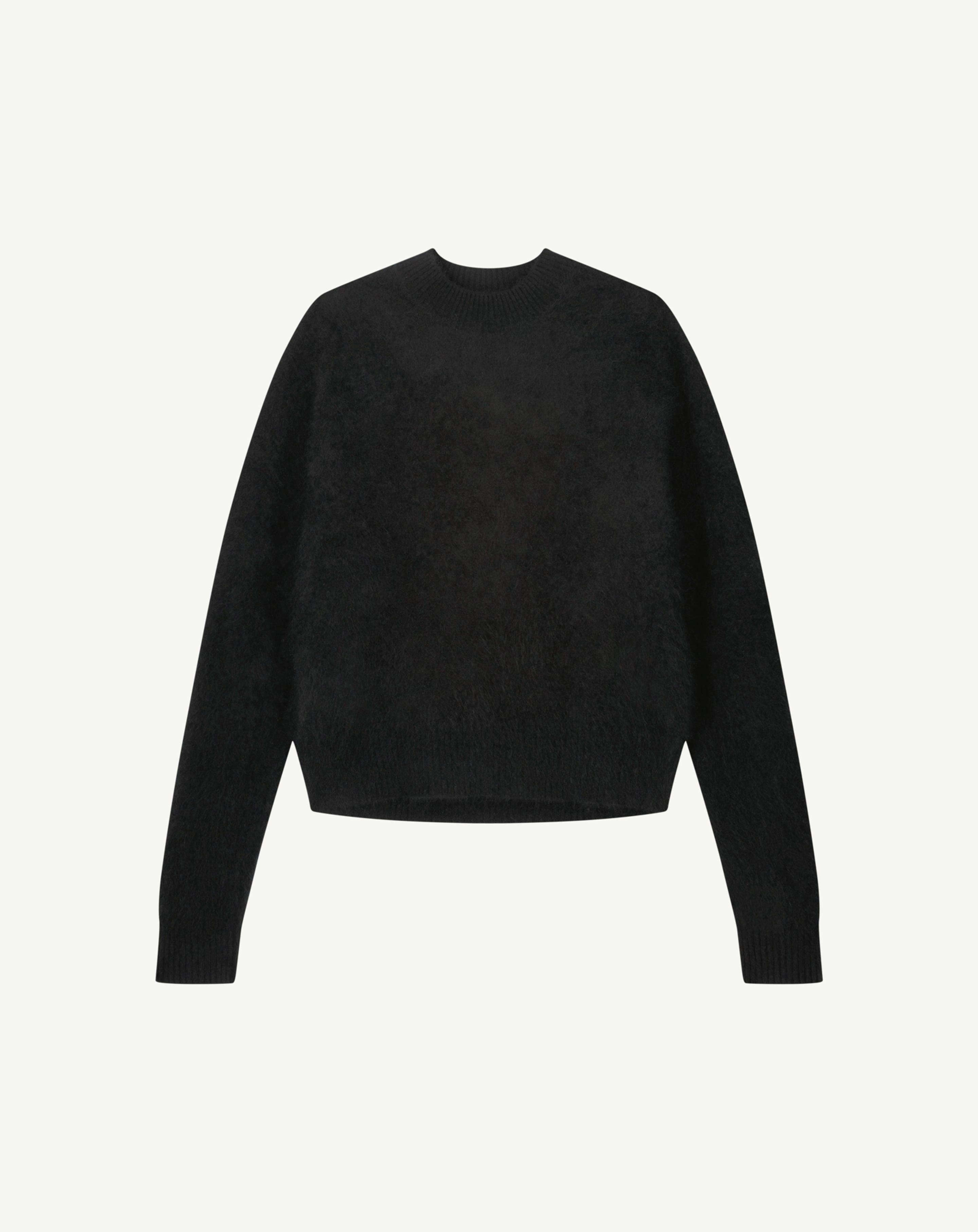 Col rond cachemire brossé-NOIR-100% cachemire