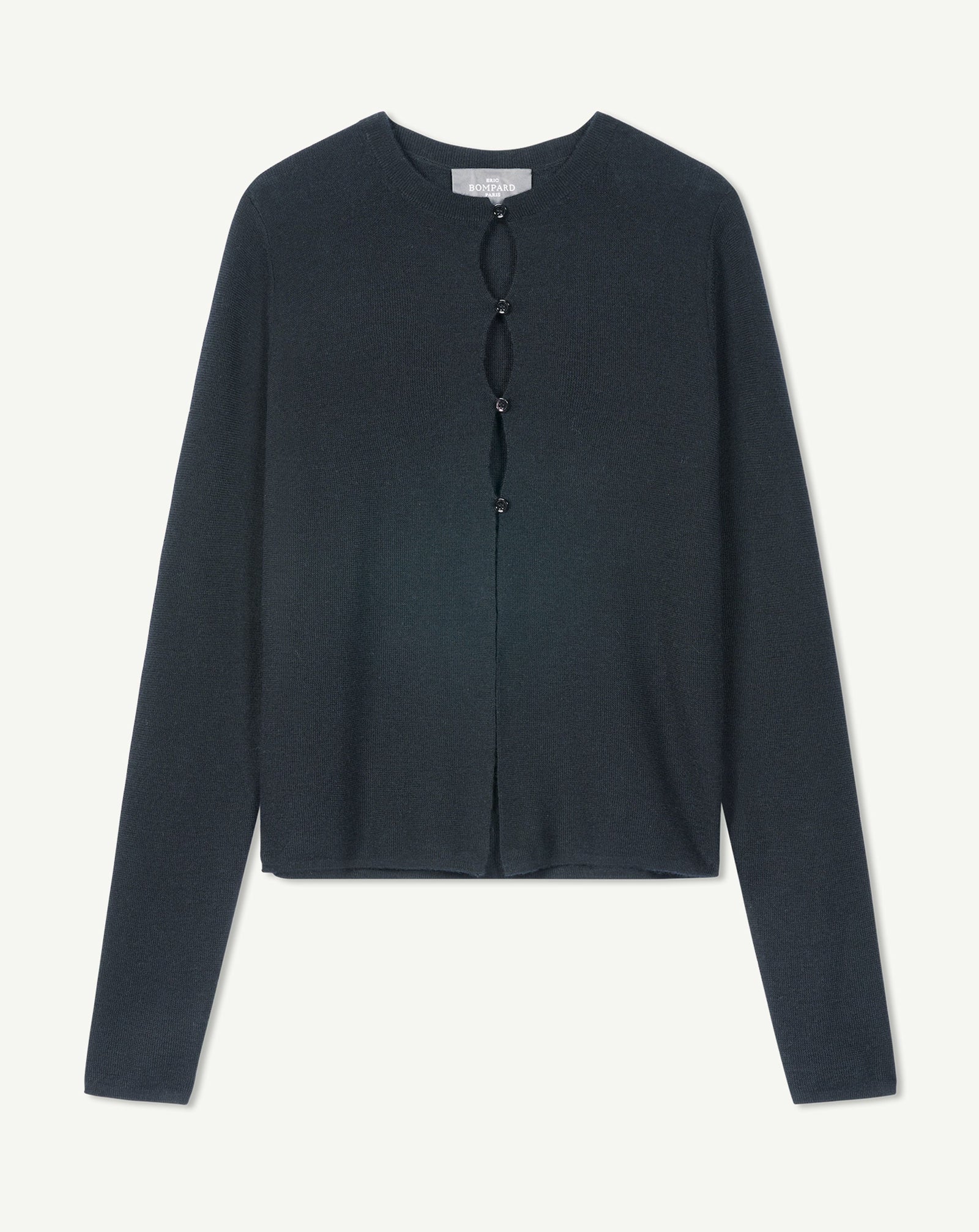 Cardigan maille unie ajouré-NOIR-70% cachemire 30% soie