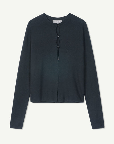 Cardigan maille unie ajouré-NOIR-70% cachemire 30% soie