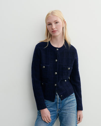 Veste en tweed à poches-MARINE-41% laine 17% cachemire 42% coton