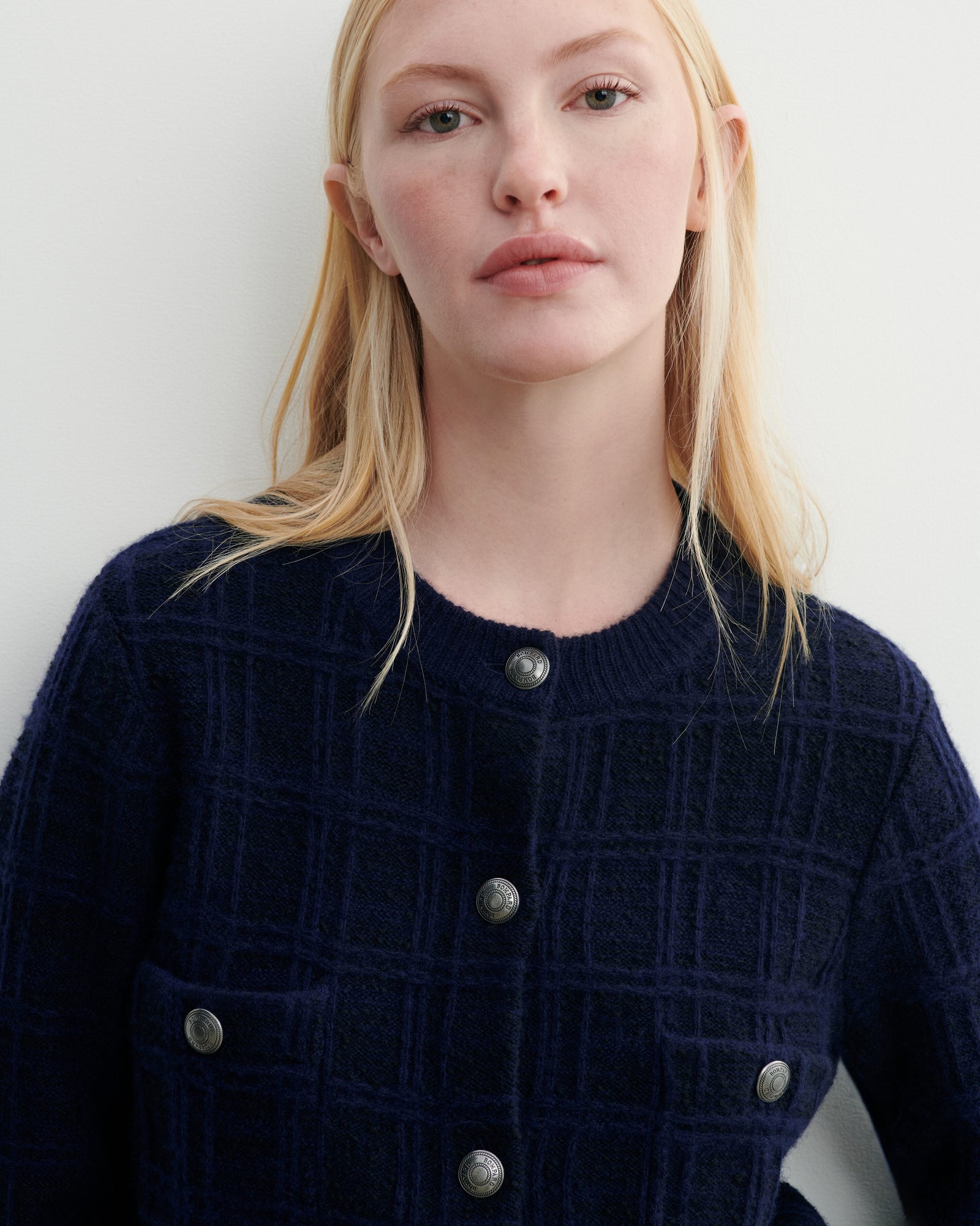 Veste en tweed à poches-MARINE-41% laine 17% cachemire 42% coton