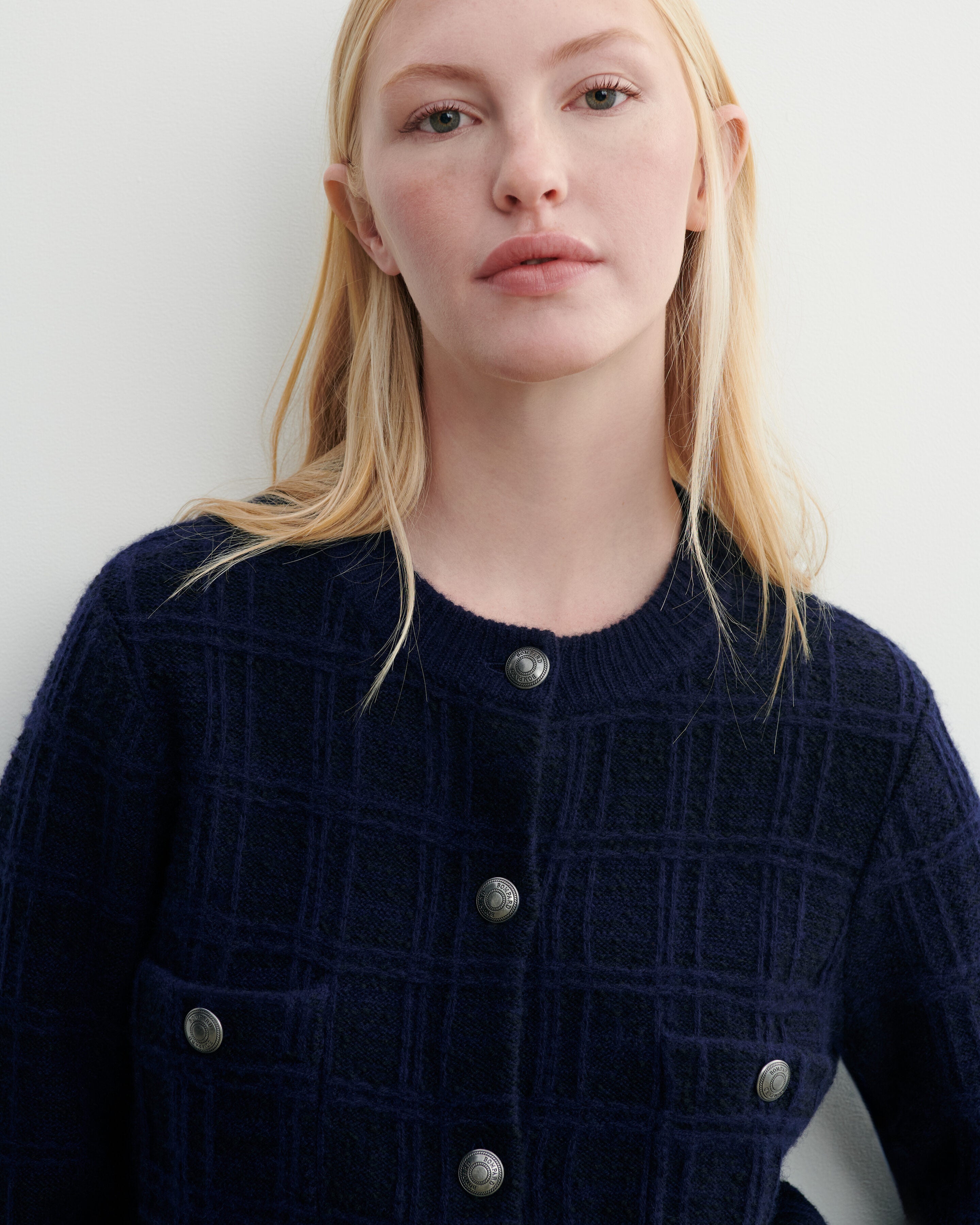 Veste en tweed à poches-MARINE-41% laine 17% cachemire 42% coton