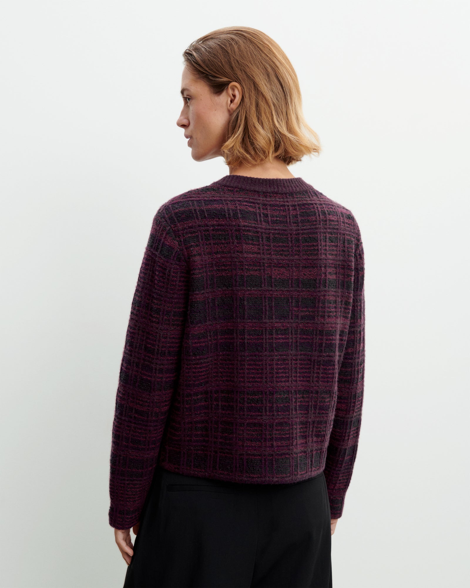 Veste en tweed à poches-PRUNE DAMAS-41% laine 17% cachemire 42% coton
