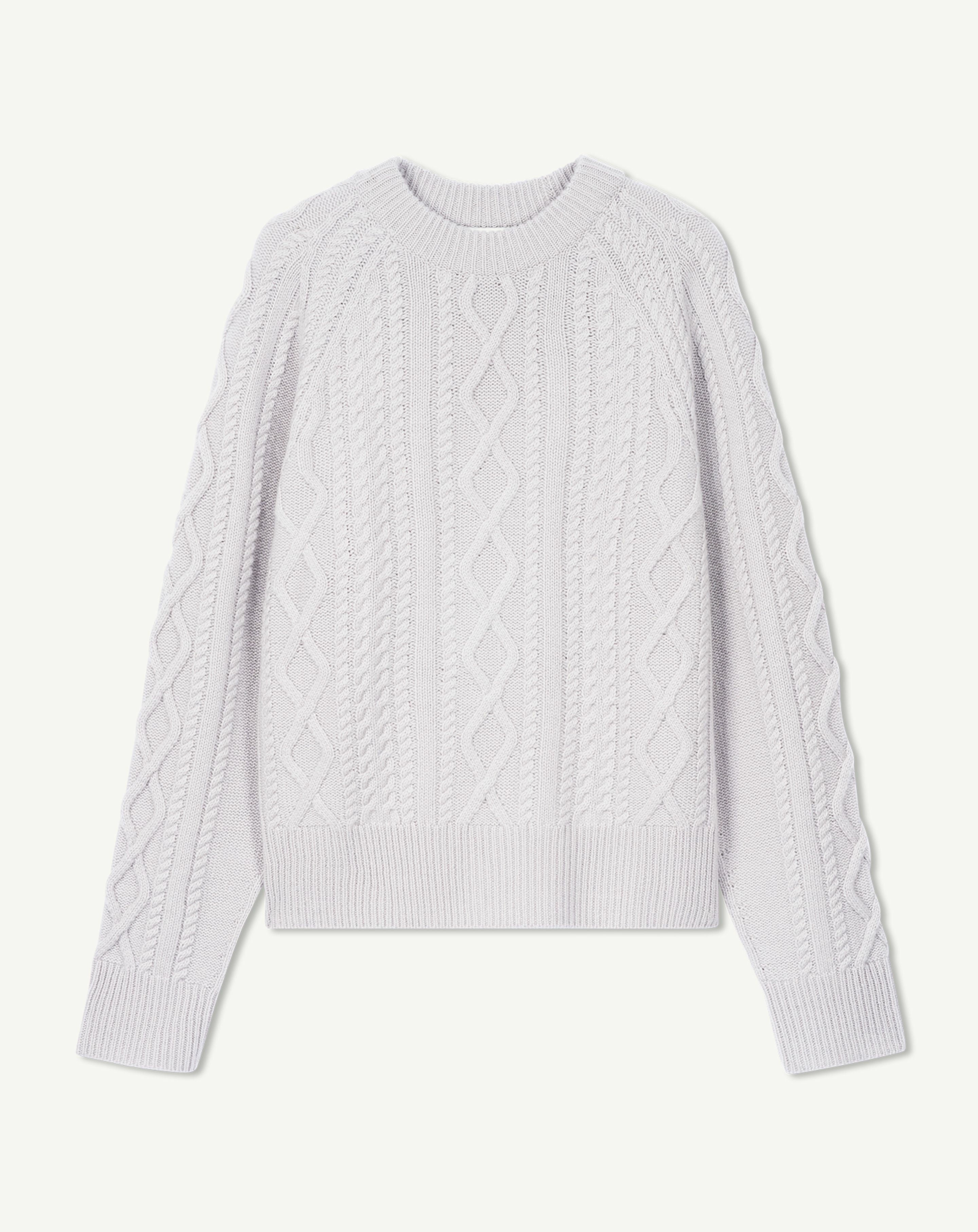 Pull col rond à torsades-CIEL PARIS-100% cachemire