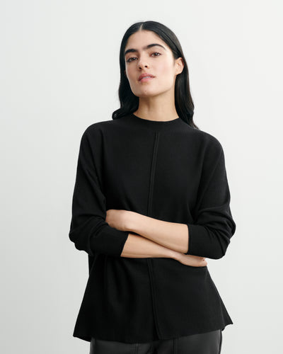 Pull col rond minimaliste-NOIR-90% laine 10% cachemire