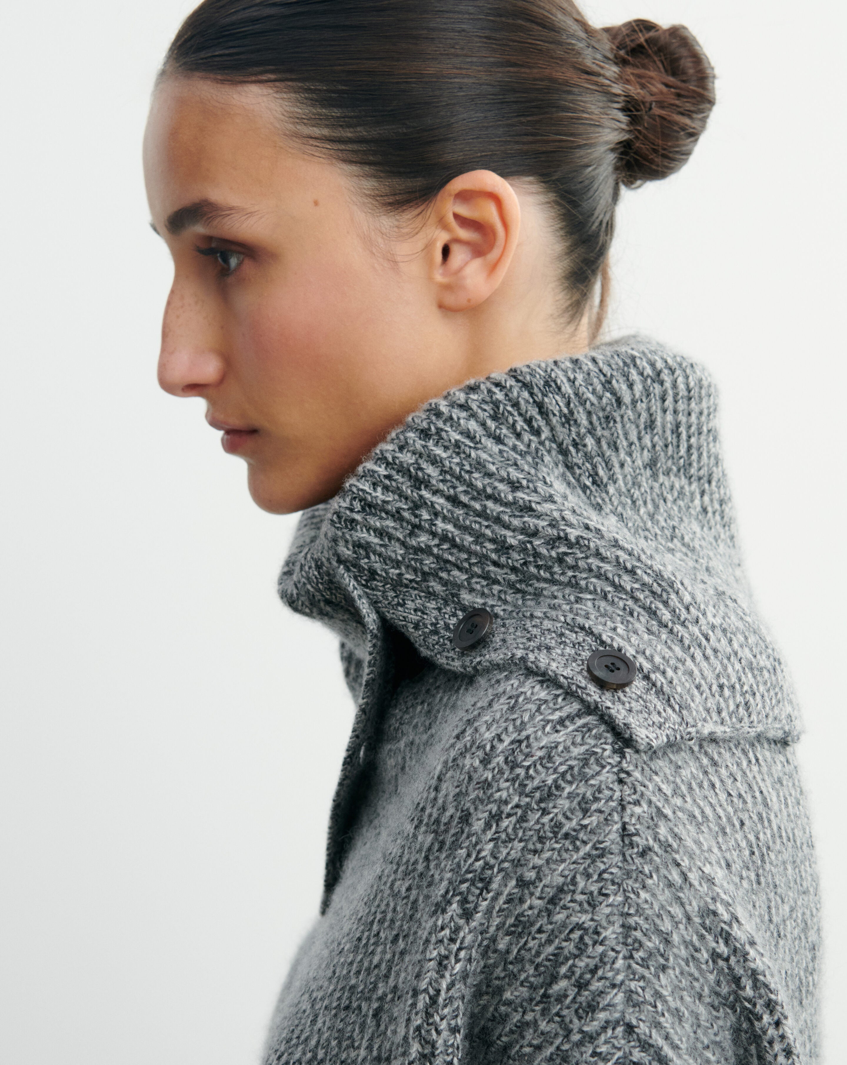 Pull col roulé mouliné-CHARBON/GRIS METEORITE/GRIS ARGENTE-100% cachemire