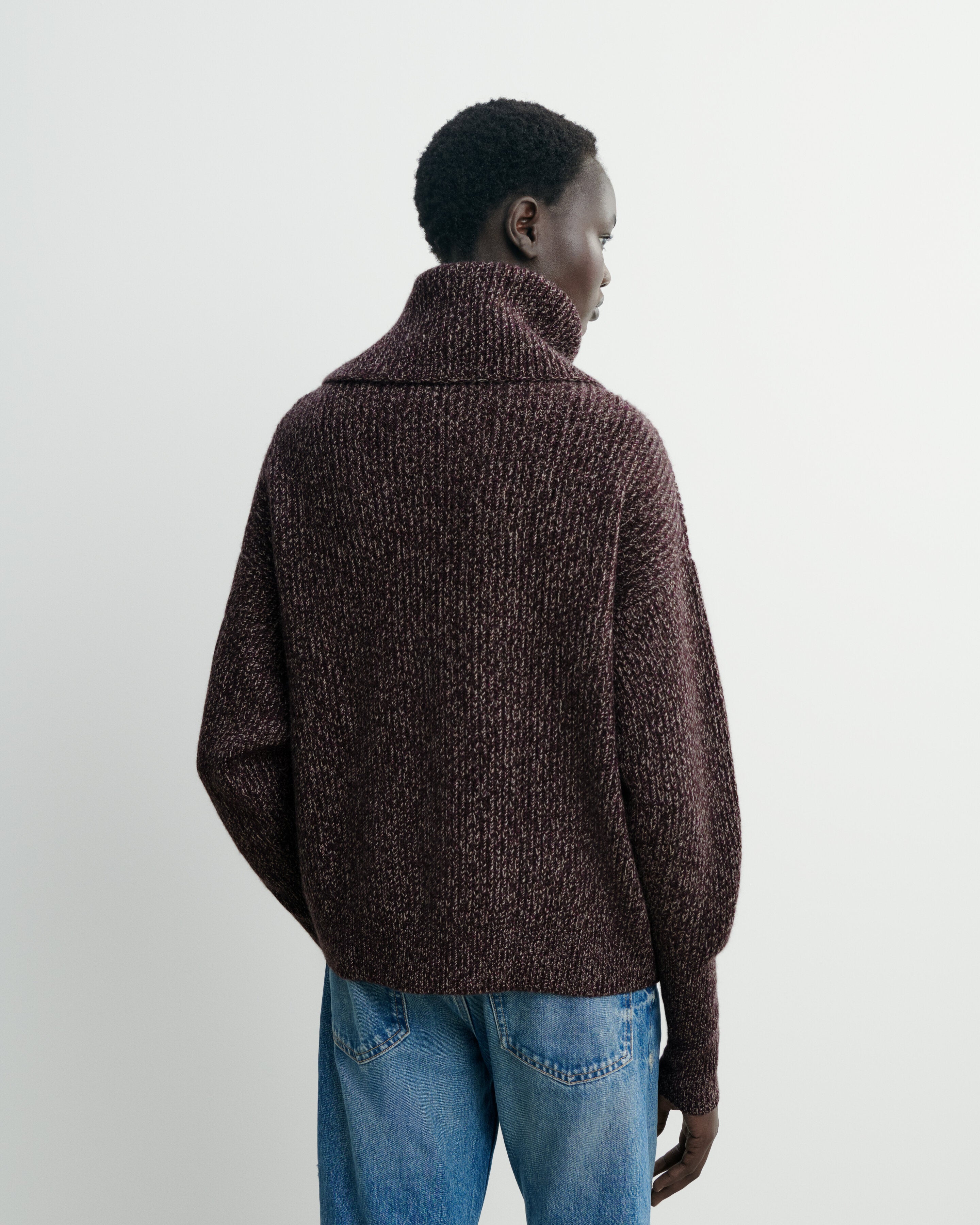 Marl turtleneck pullover in Cashmere Women chocolate brown/millet