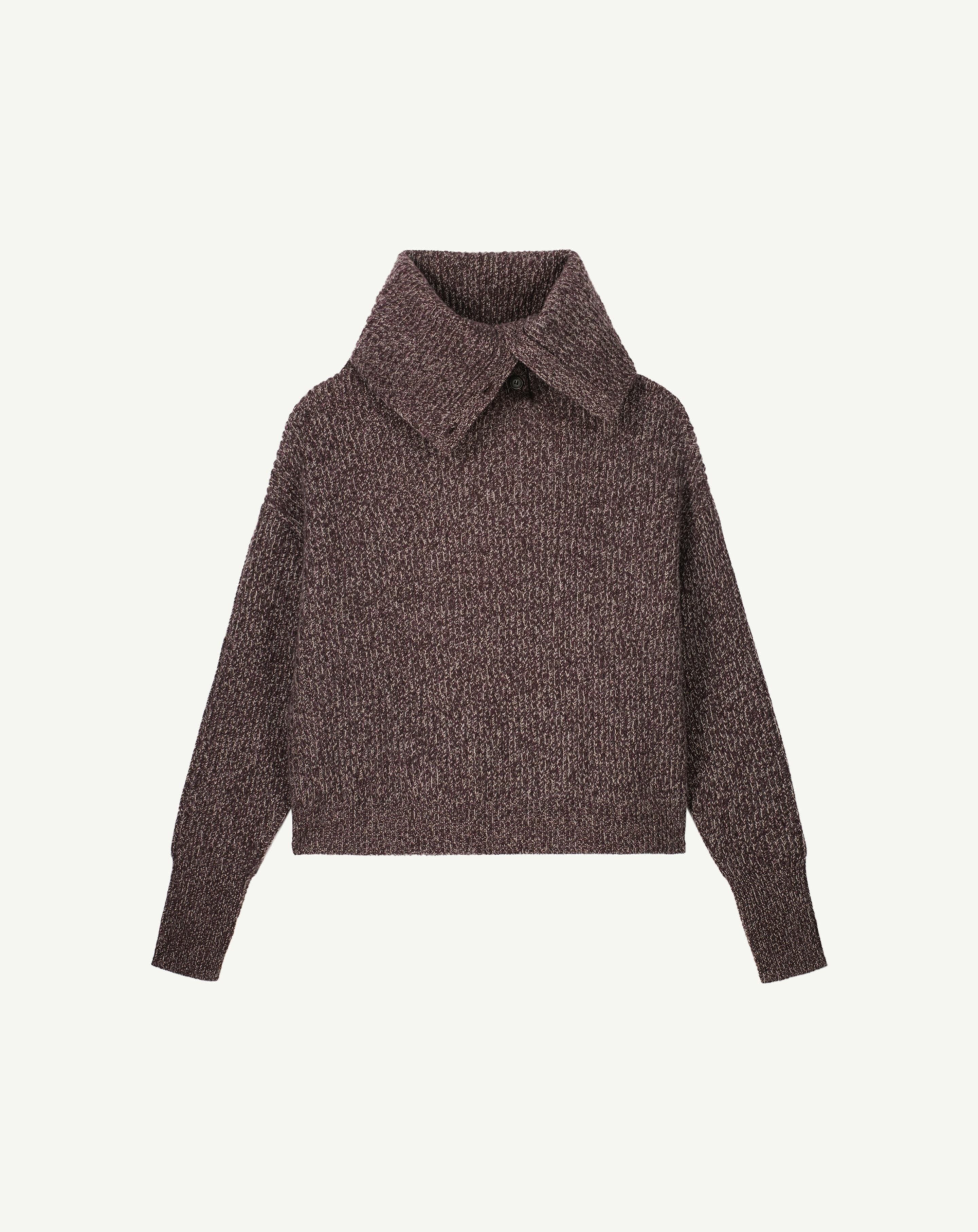 Pull col roulé mouliné-CHOCOLAT/MILLET/MURE-100% cachemire