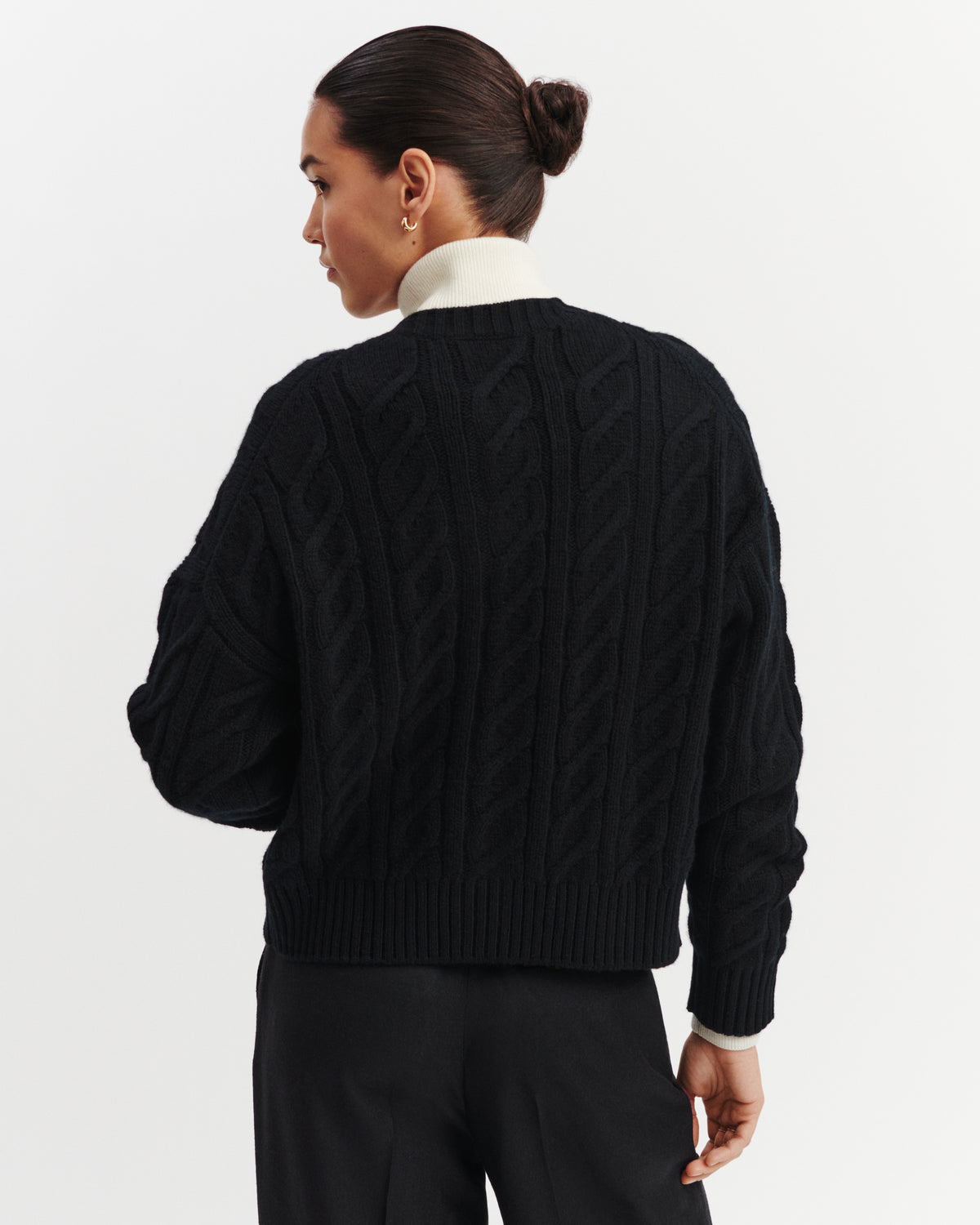 Cardigan à torsades-NOIR-100% cachemire