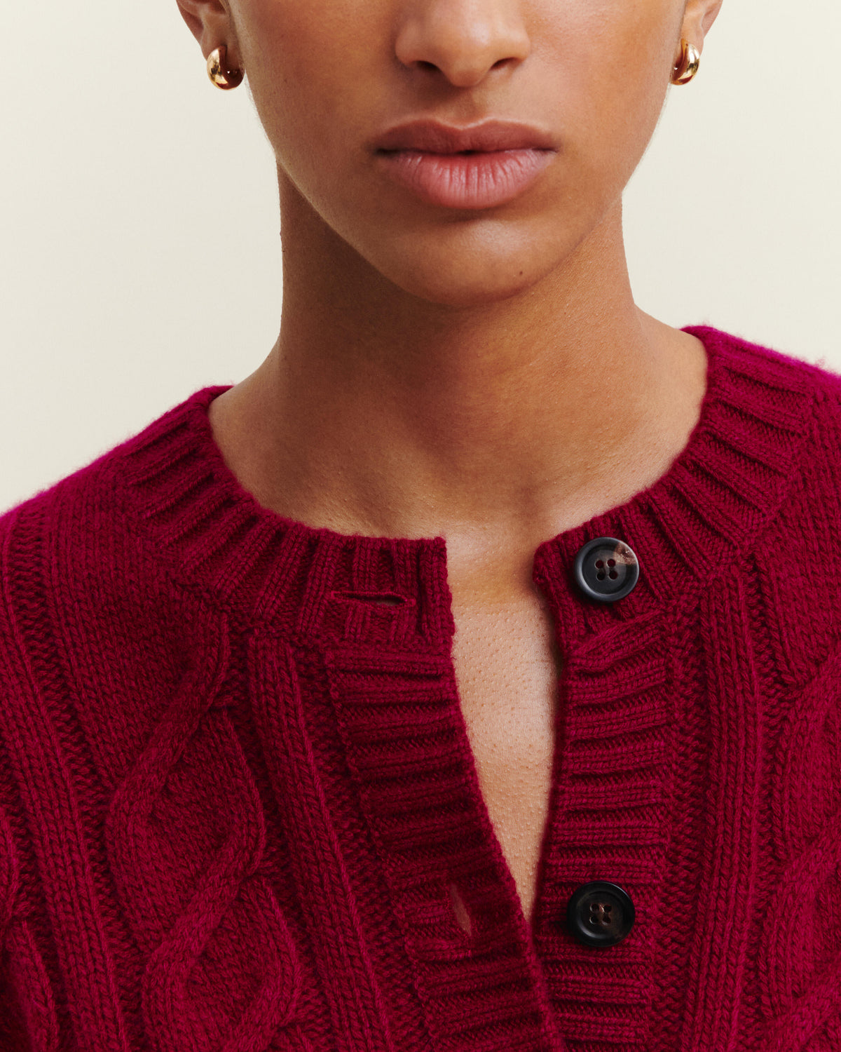 Cardigan à torsades-POURPRE-100% cachemire