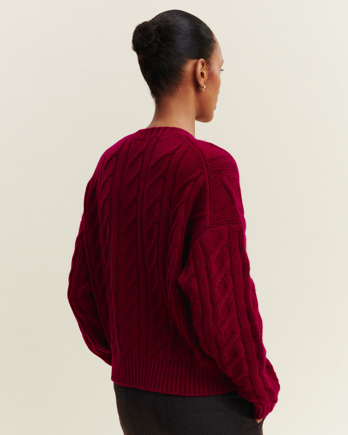 Cardigan à torsades-POURPRE-100% cachemire