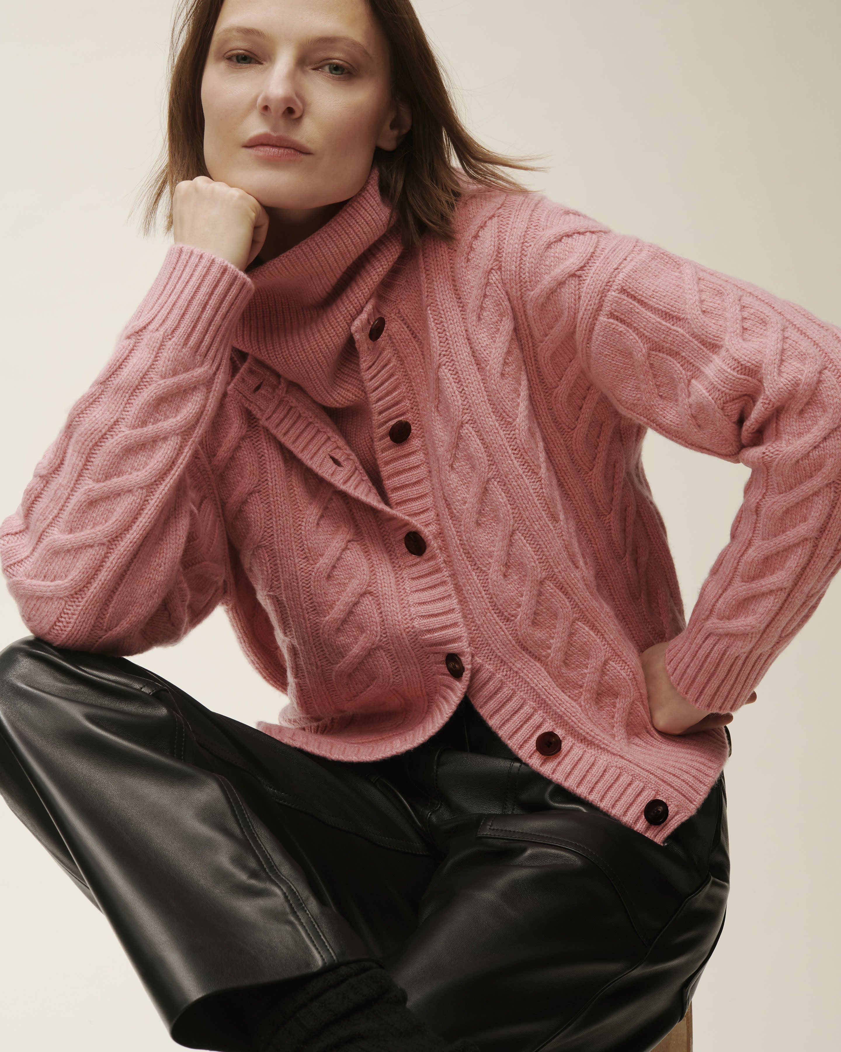 Cardigan maxi torsades-ROSE CAMEO-100% cachemire