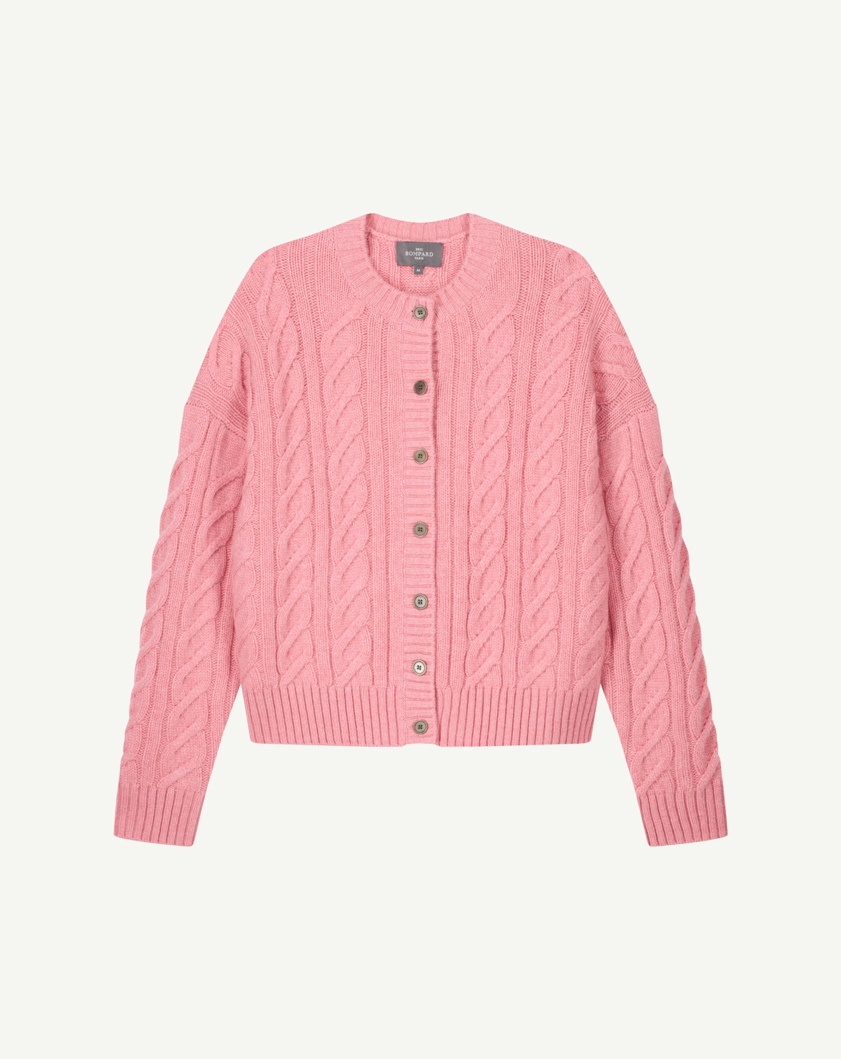 Maxi cable cardigan in Cashmere Women cameo pink | Eric Bompard