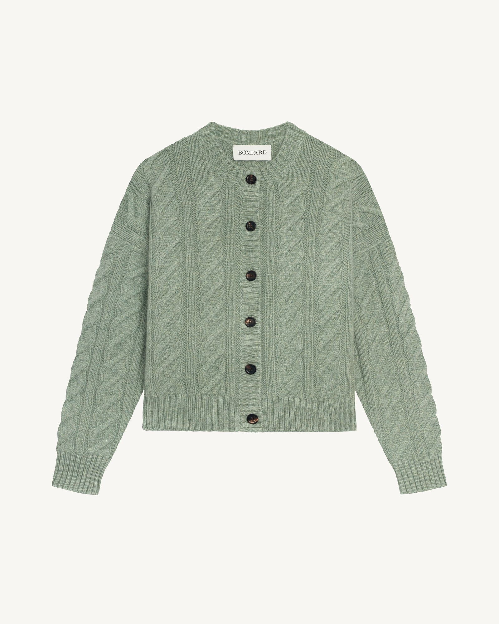 Cardigan maxi torsades-VERT DE GRIS-100% cachemire