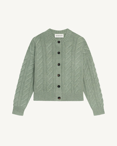Cardigan maxi torsades-VERT DE GRIS-100% cachemire