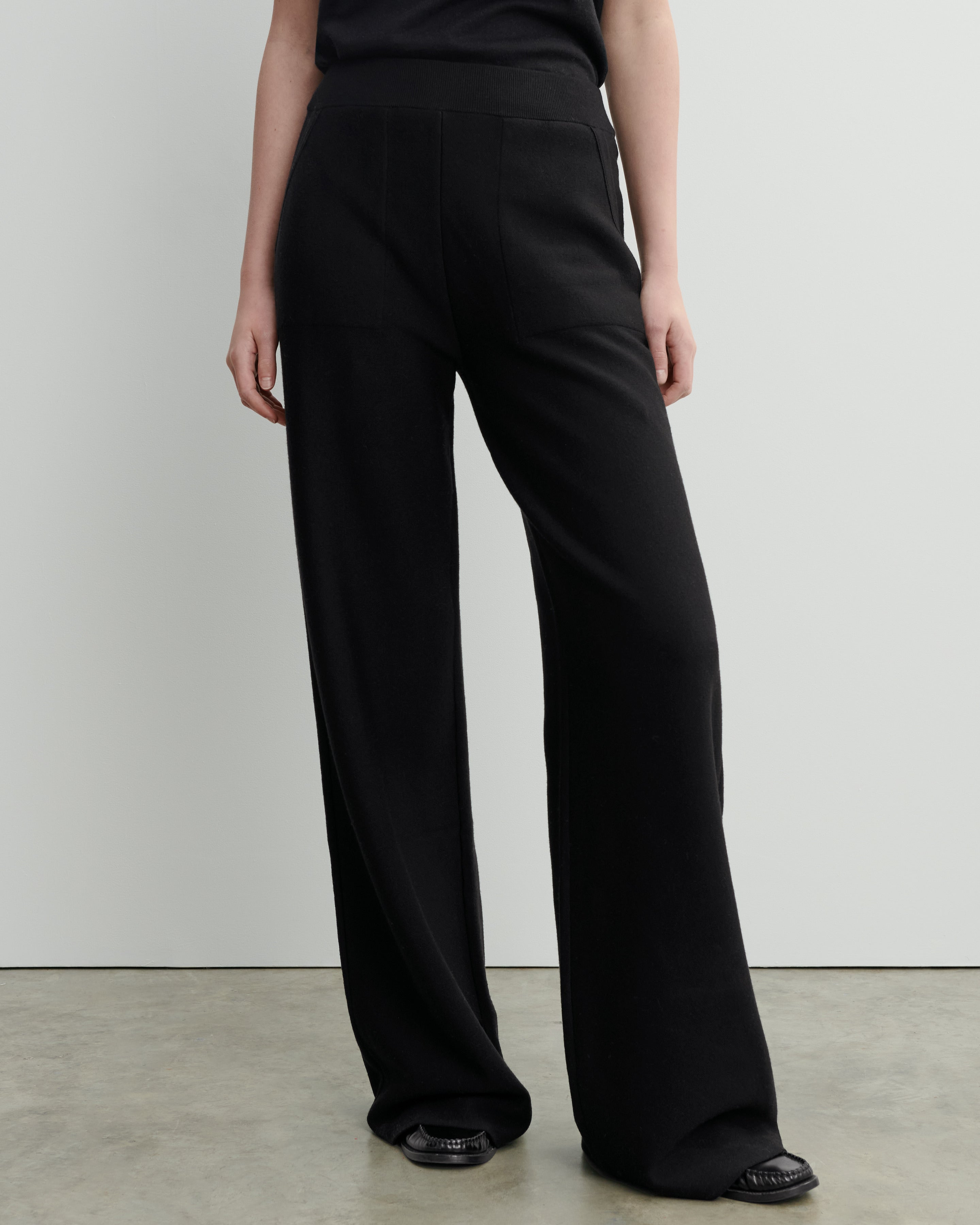 Pantalon double face-NOIR-85% polyamide 15% élasthanne