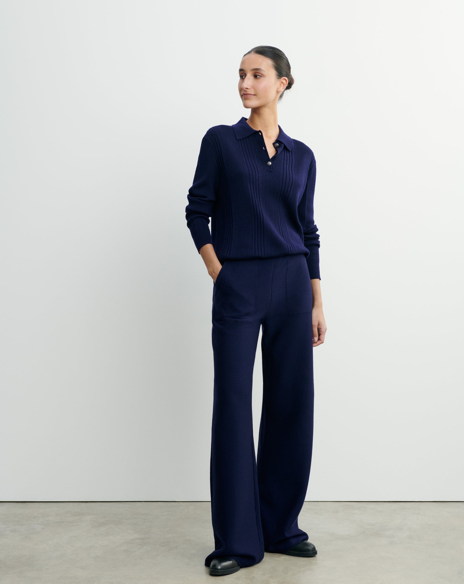 Pantalon double face-MARINE-85% polyamide 15% élasthanne