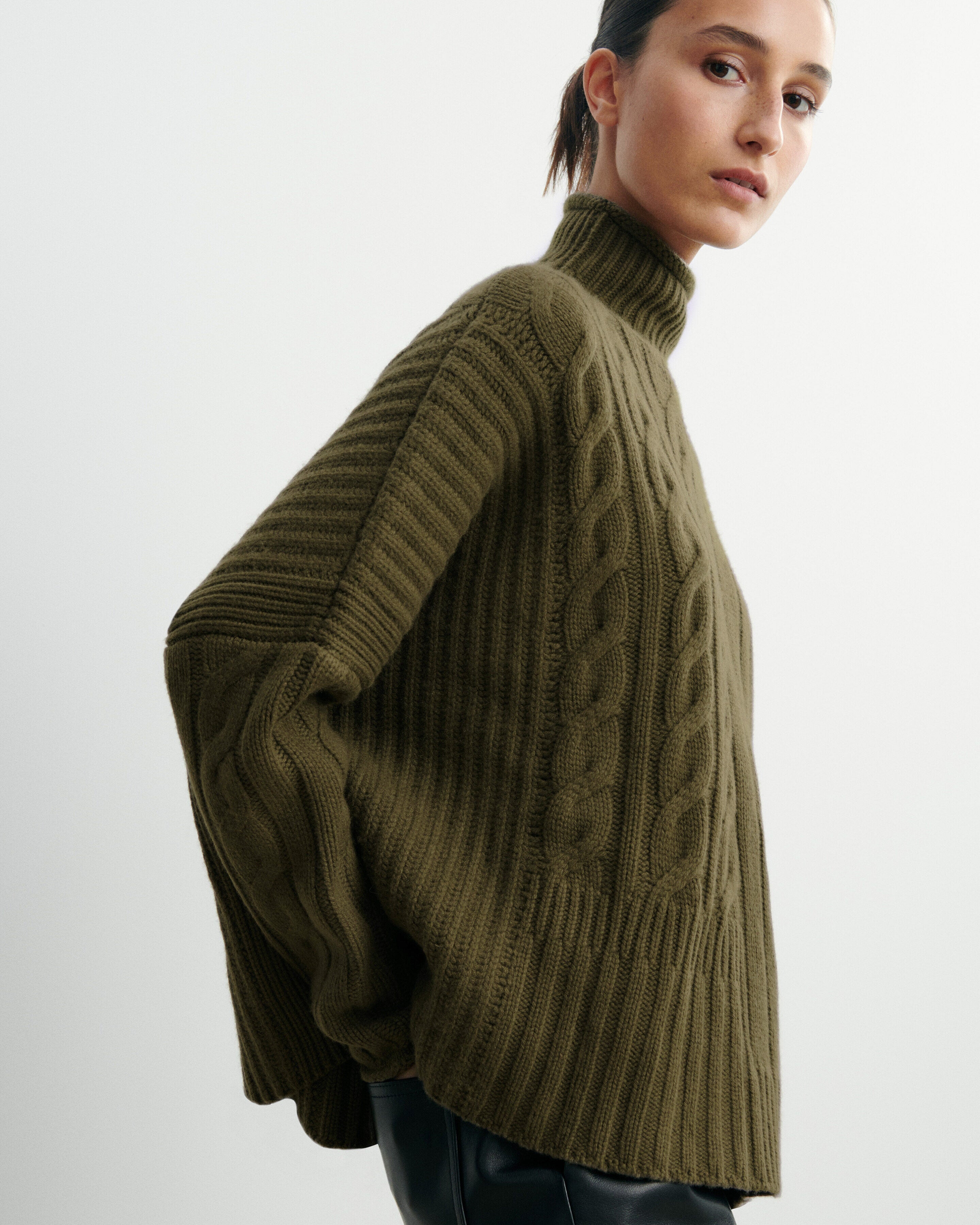 Col montant à torsades-BRONZE-100% cachemire