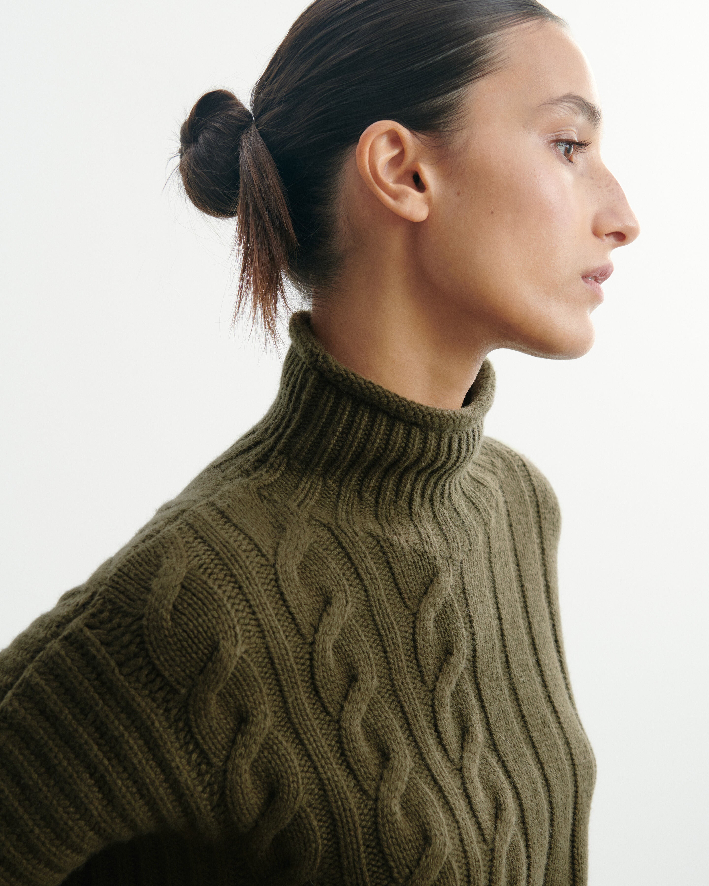 Col montant à torsades-BRONZE-100% cachemire