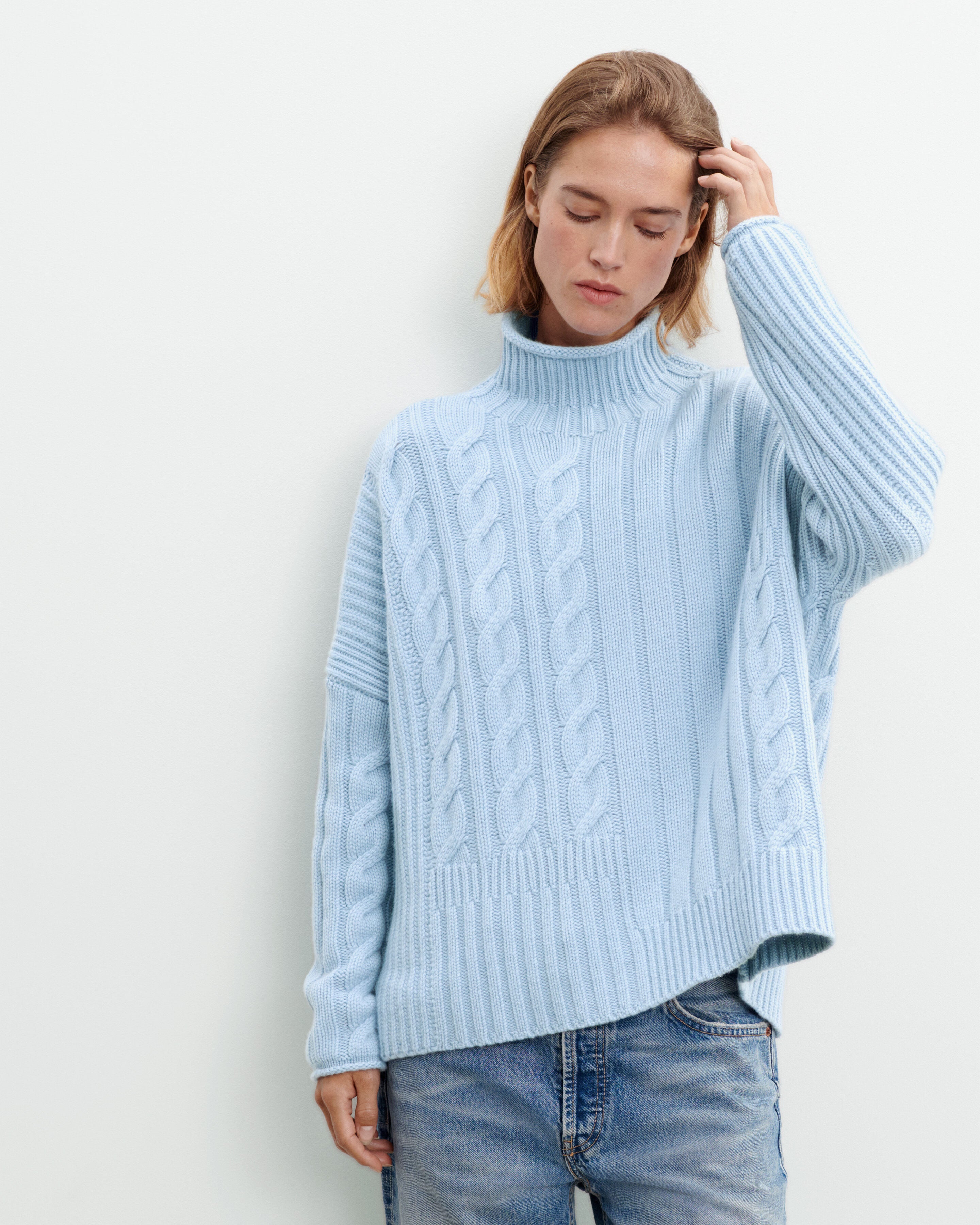 Col montant à torsades Bleu concorde