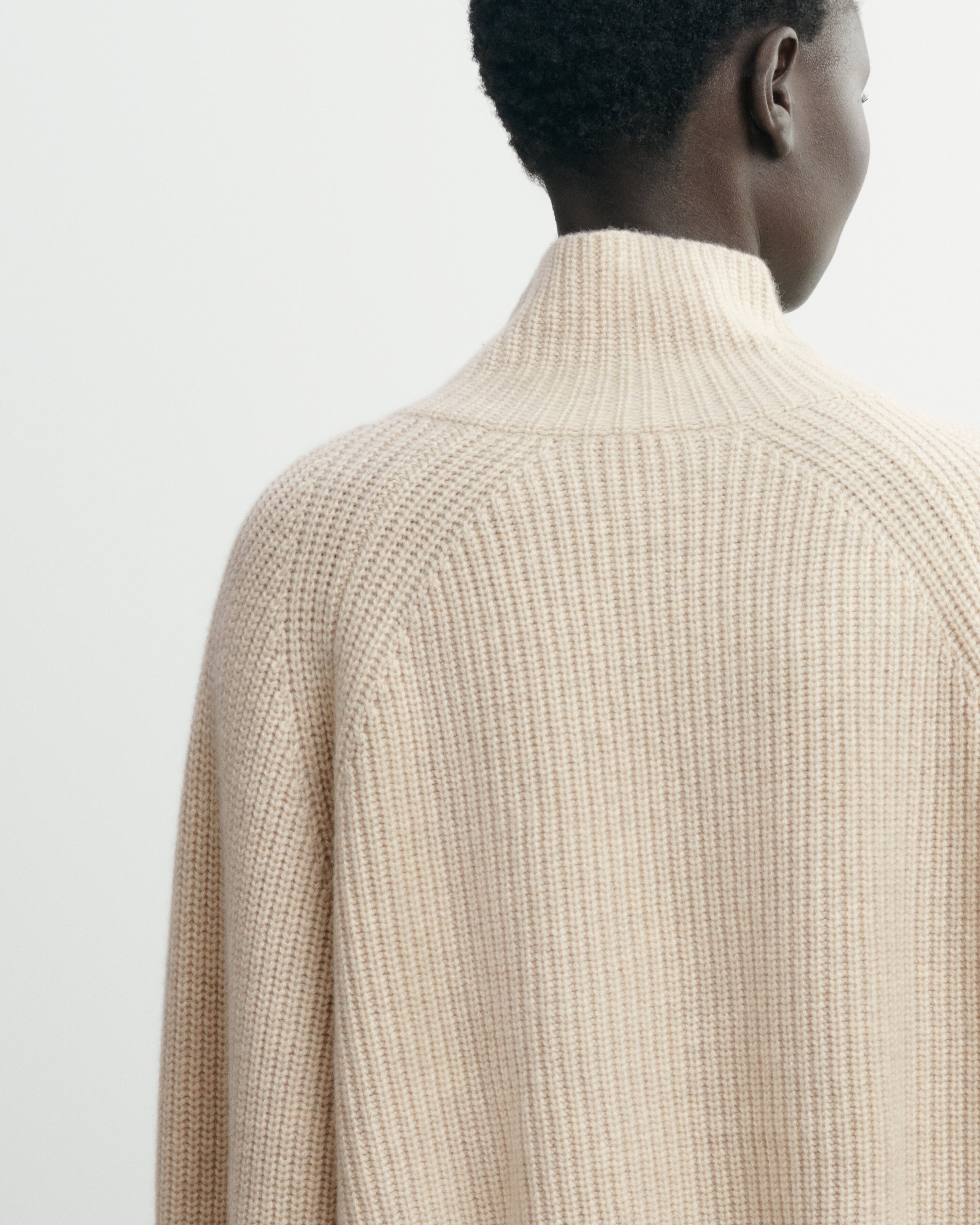 Pull col montant boutonné-AVOINE-100% cachemire