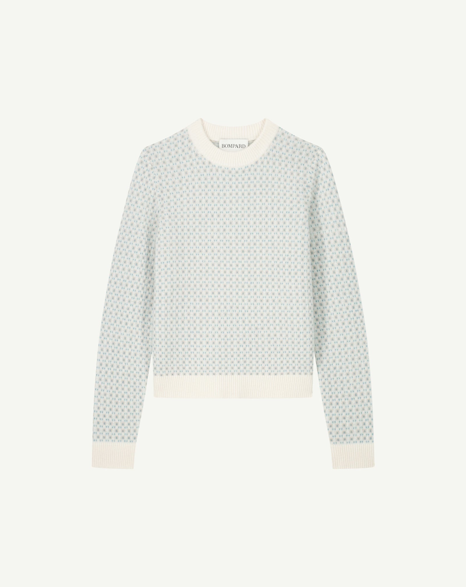 Pull col rond micromotif-NATUREL-100% cachemire