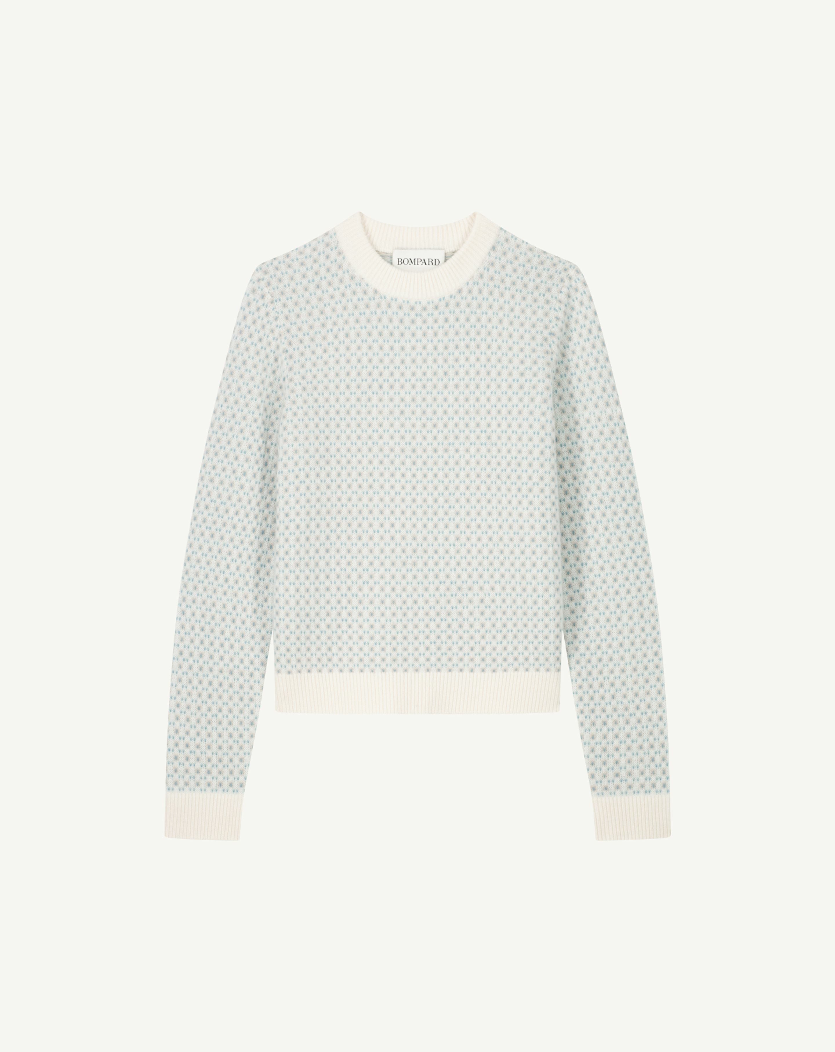 Pull col rond micromotif-NATUREL-100% cachemire