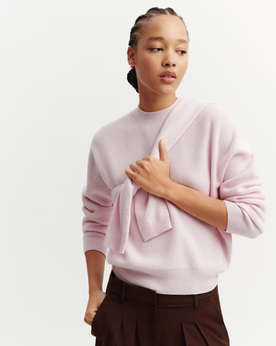 Pull col rond à côtes-CERISIER-100% cachemire