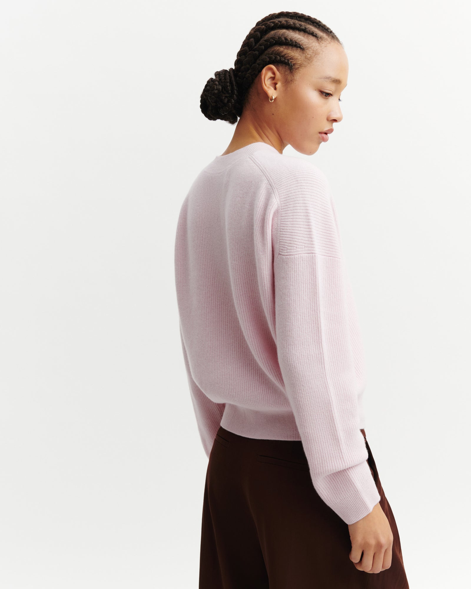 Pull col rond à côtes-CERISIER-100% cachemire