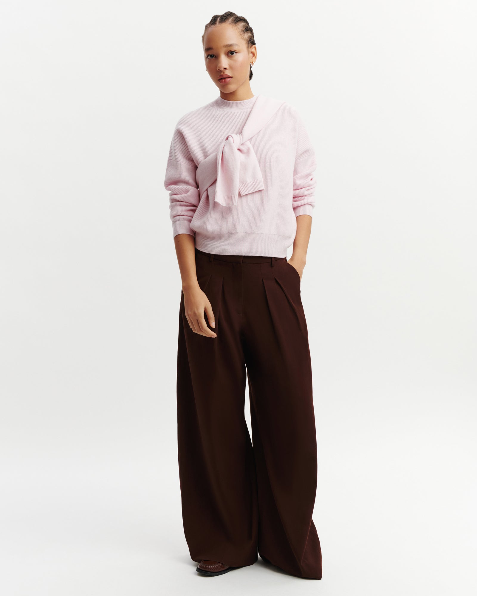 Pull col rond à côtes-CERISIER-100% cachemire