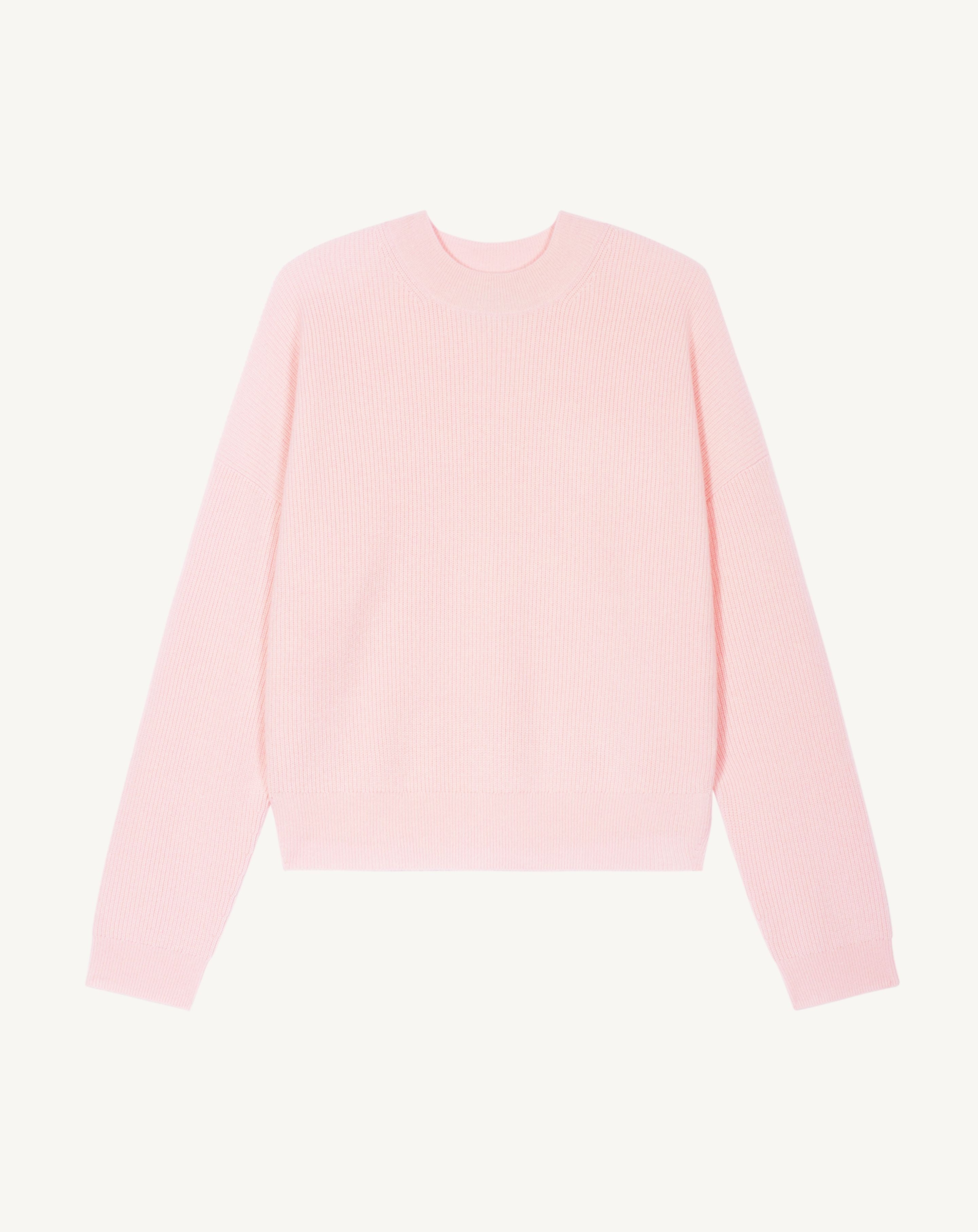 Pull col rond à côtes-CERISIER-100% cachemire