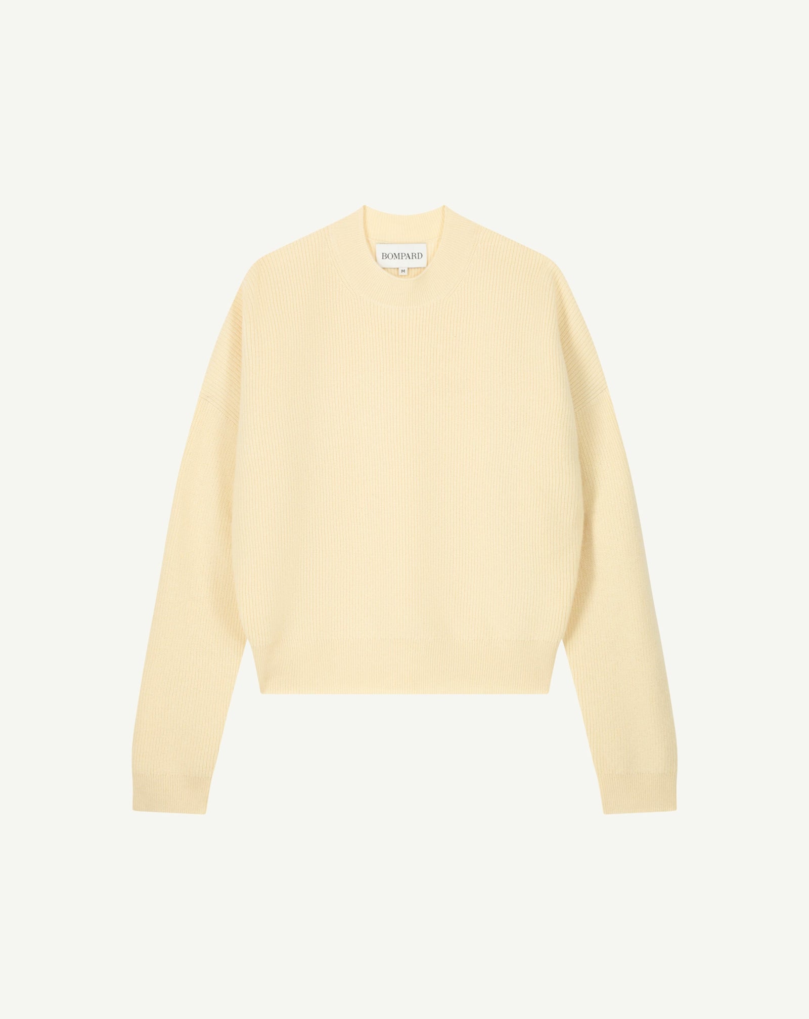 Pull col rond à côtes-JAUNE PRIMEVERE-100% cachemire