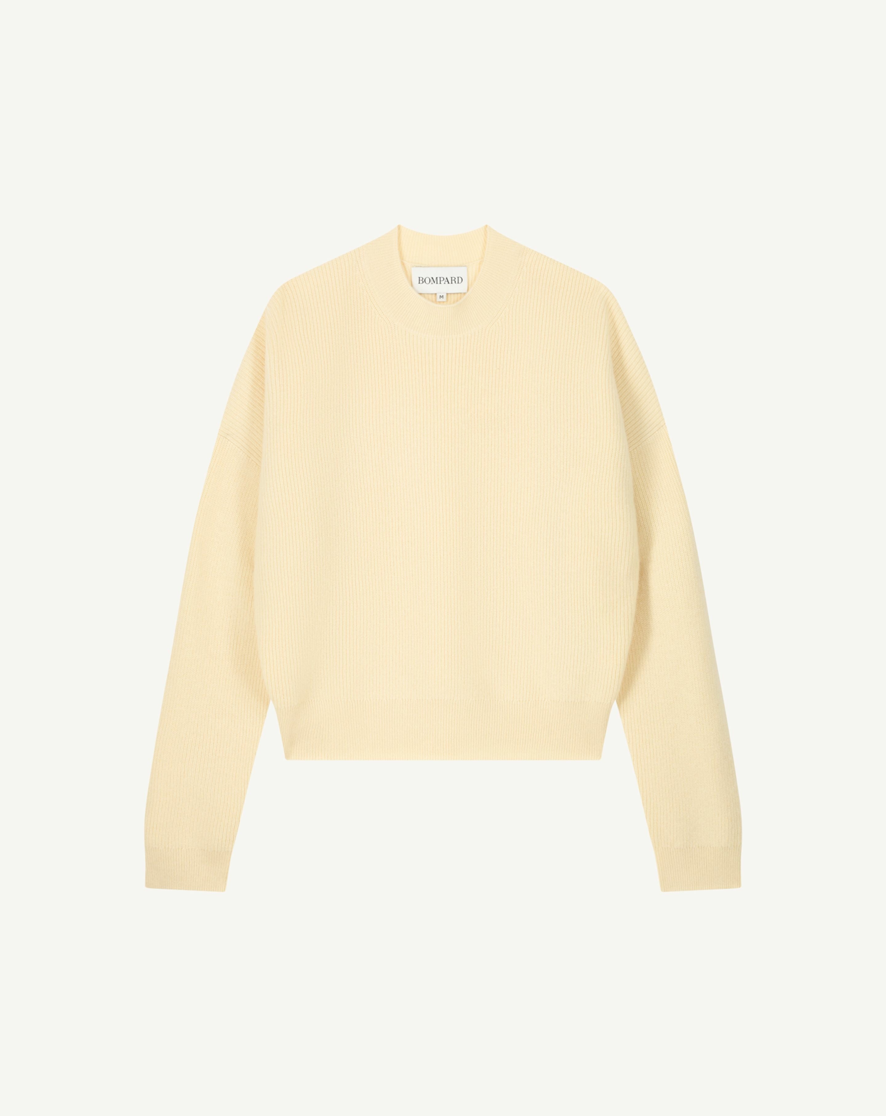 Pull col rond à côtes-JAUNE PRIMEVERE-100% cachemire