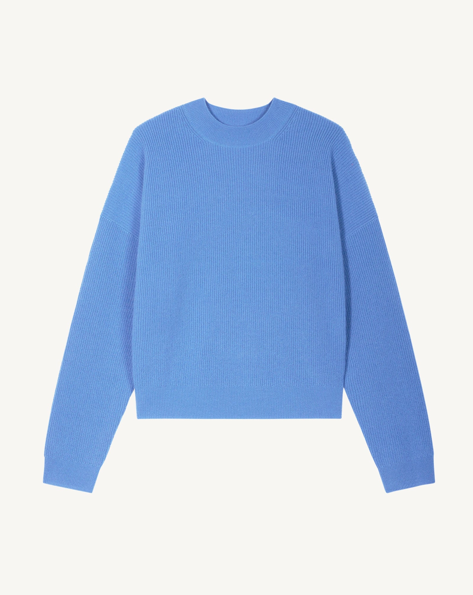 Pull col rond à côtes-BLEU ALTHEA-100% cachemire